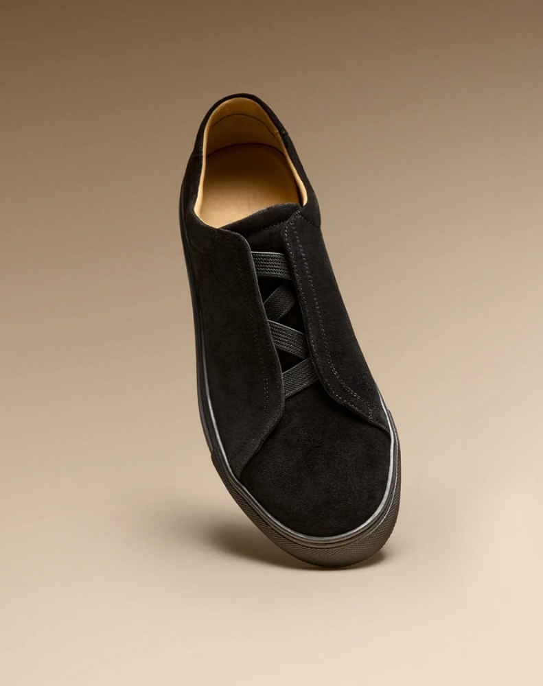 Vellano Alno Black Suede Slip On Sneakers