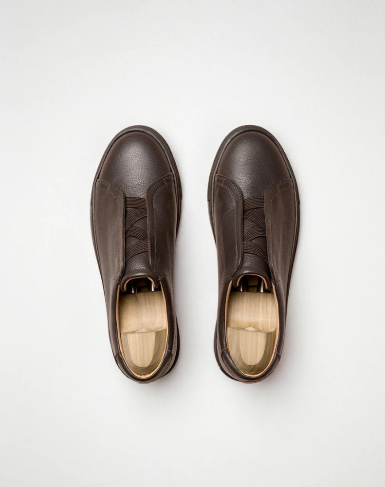 Vellano Alno Dark Brown Grain Leather Sneakers