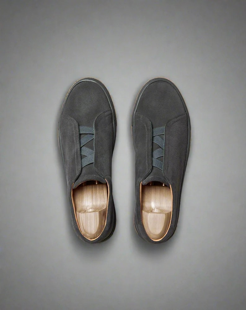 Vellano Alno Dark Grey Suede Slip On Sneakers
