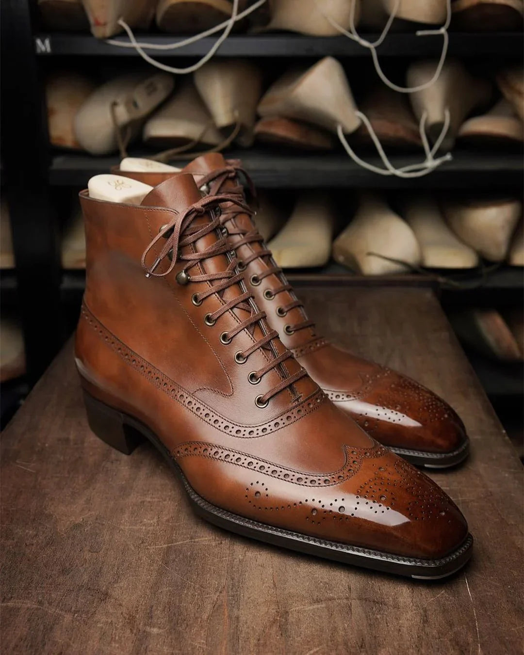 Vellano Dawson Tan Leather Brogue Boots