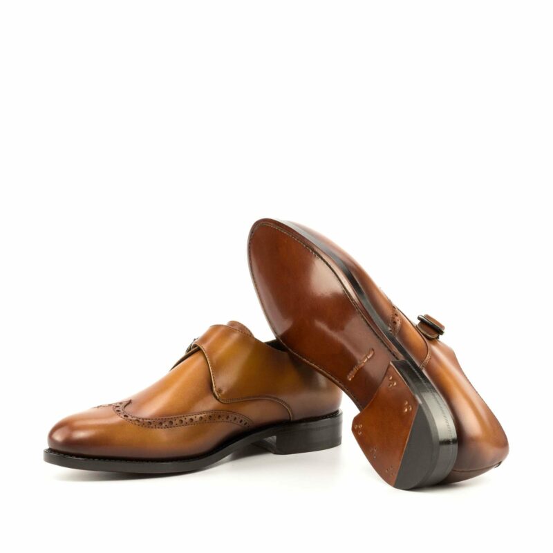 Vellano Tan Two Tone Brogue Strap Monk