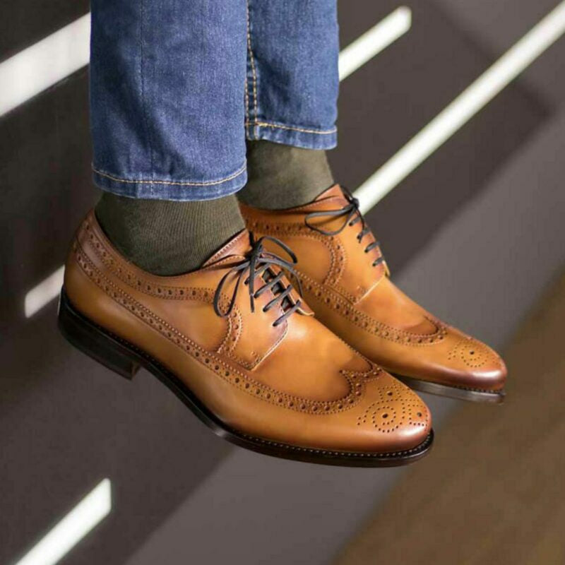 Vellano Tan Longwing Blucher Brogue Shoe