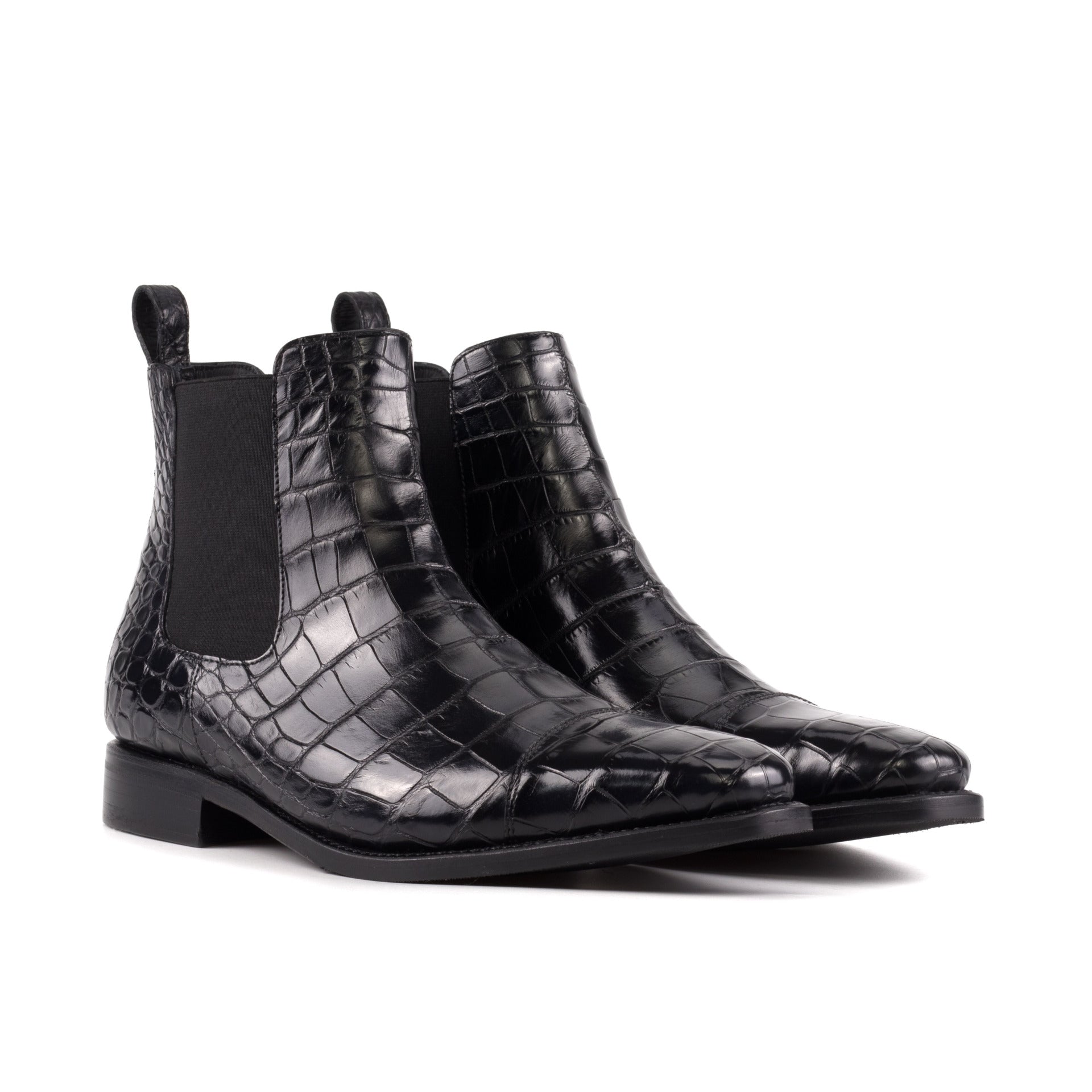 Vellano Black Croco Embossed Chelsea Boot