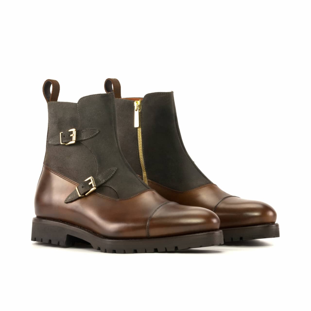 Vellano Cognac Suede Octavian Buckle Boot