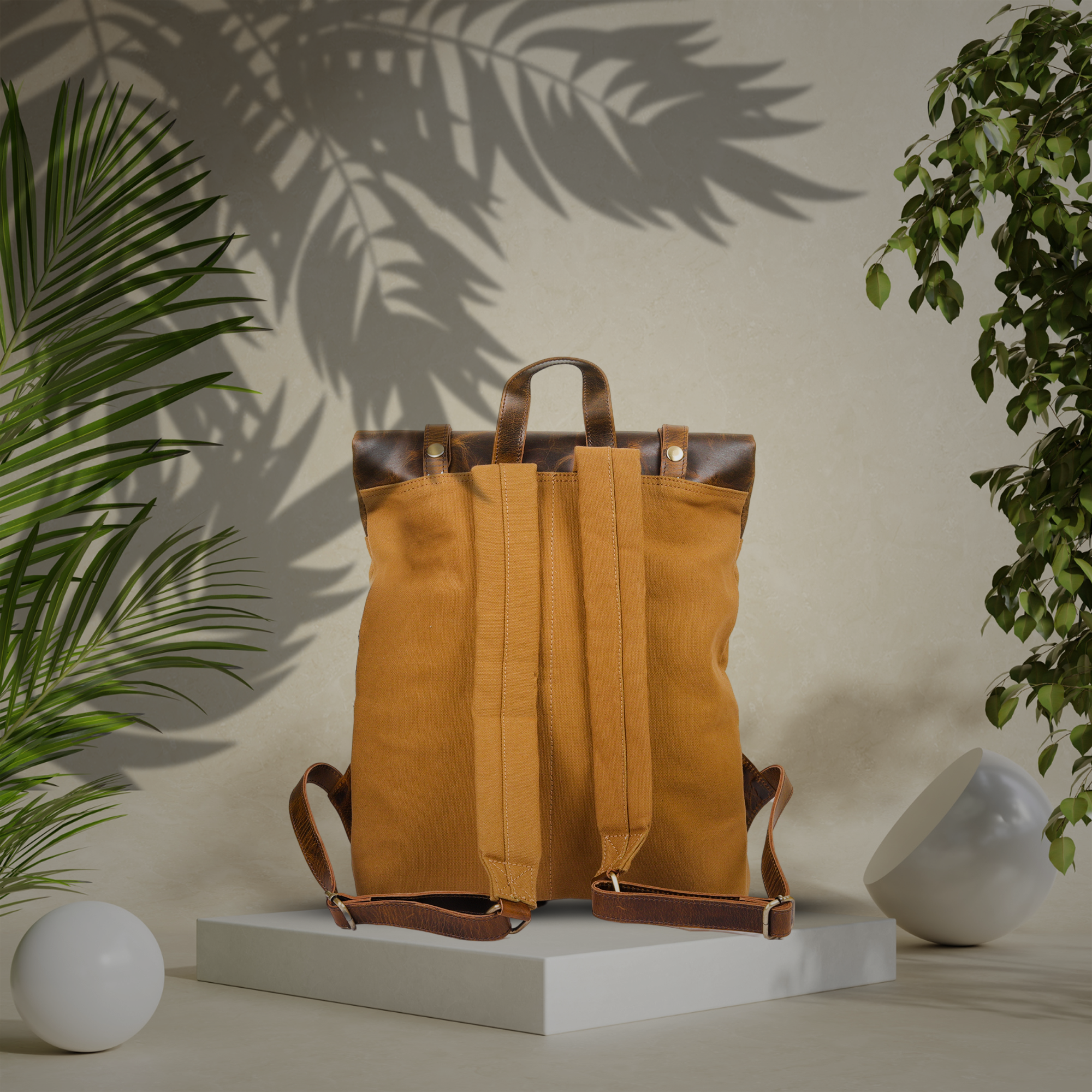 Vellano ForgePath Vintage Leather and Waxed Canvas Travel Backpack
