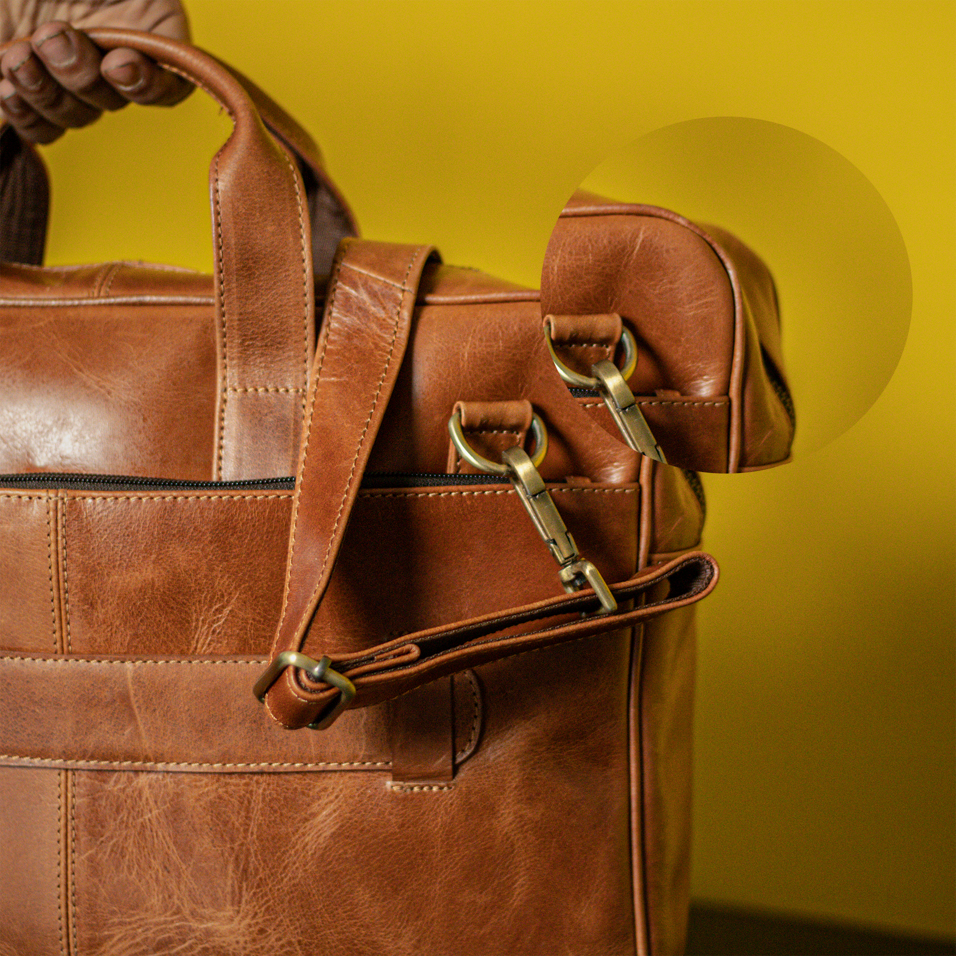 Vellano Keystone Brief Men’s Imported Leather Office Bag for Professional Style