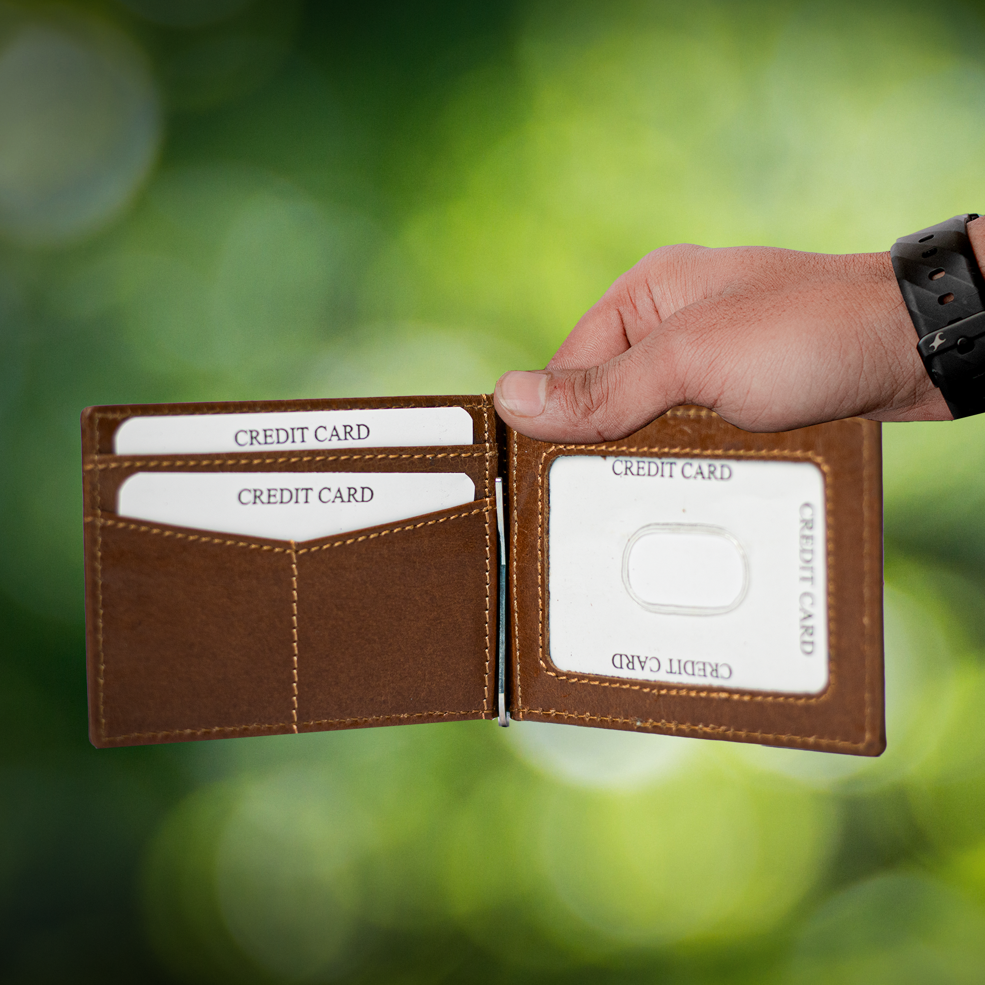 Vellano EdgeMark Duo Slim Imported Leather Double Sided Card Holder