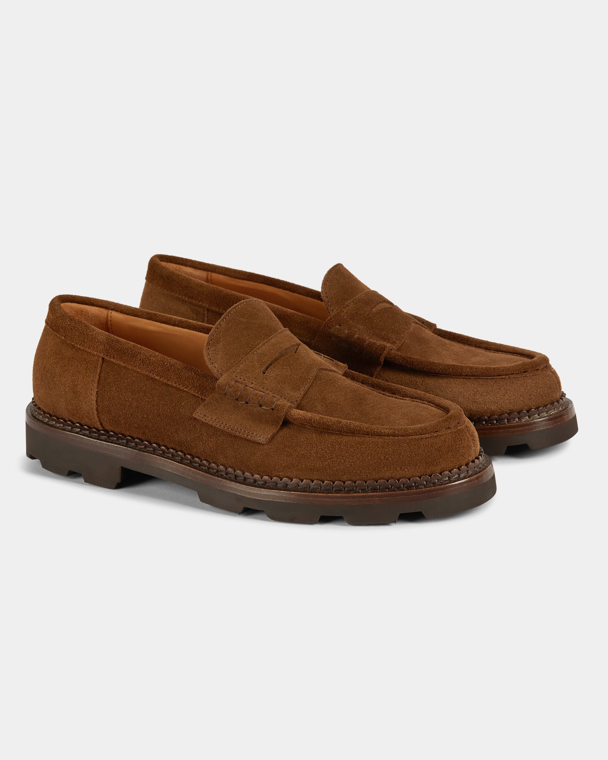 Vellano Stonewyld Suede Penny Loafers Tobacco Brown