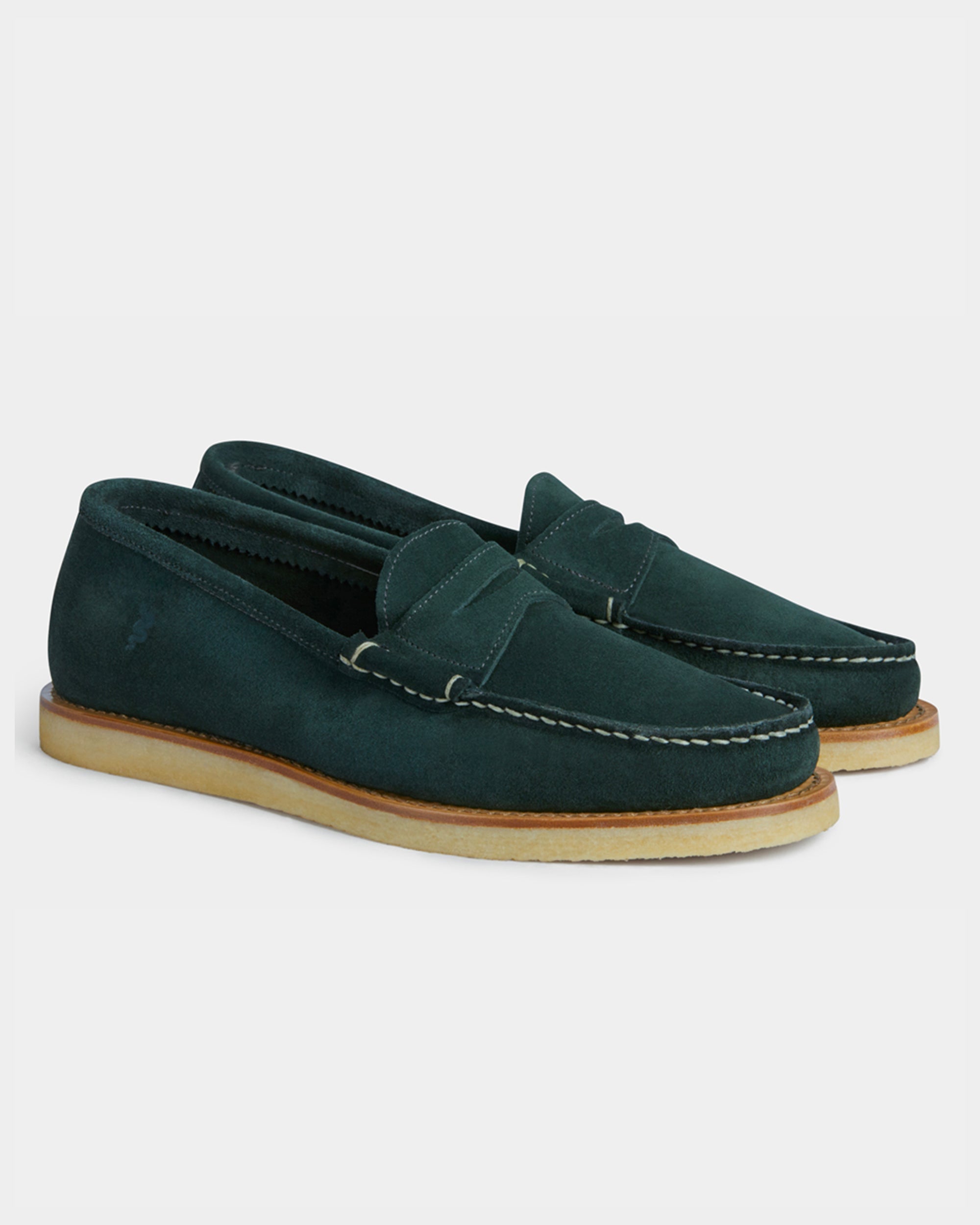 Vellano Green Suede Penny Loafers