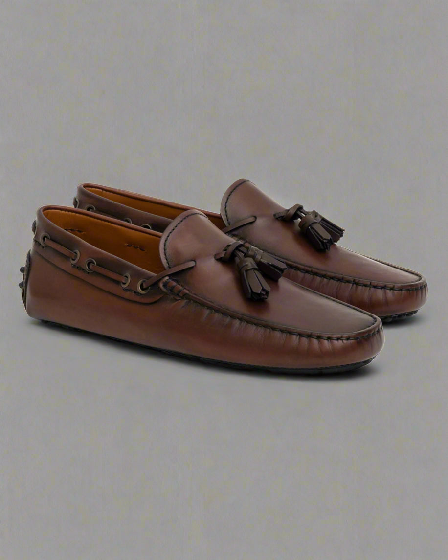 Vellano Branlow Tassel Moccasins in Vintage Brown