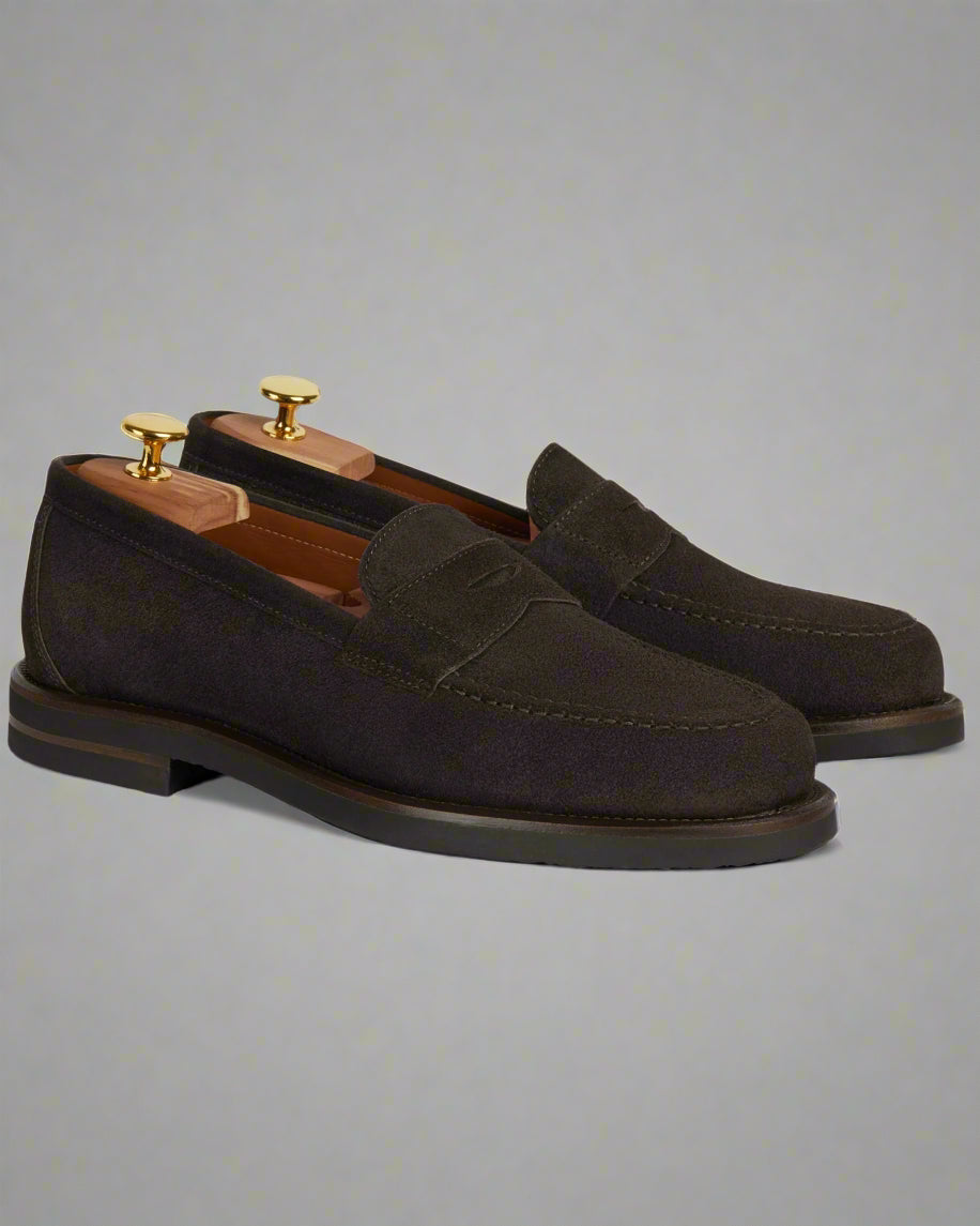 Vellano Harrowmere Greased Suede Penny Loafers