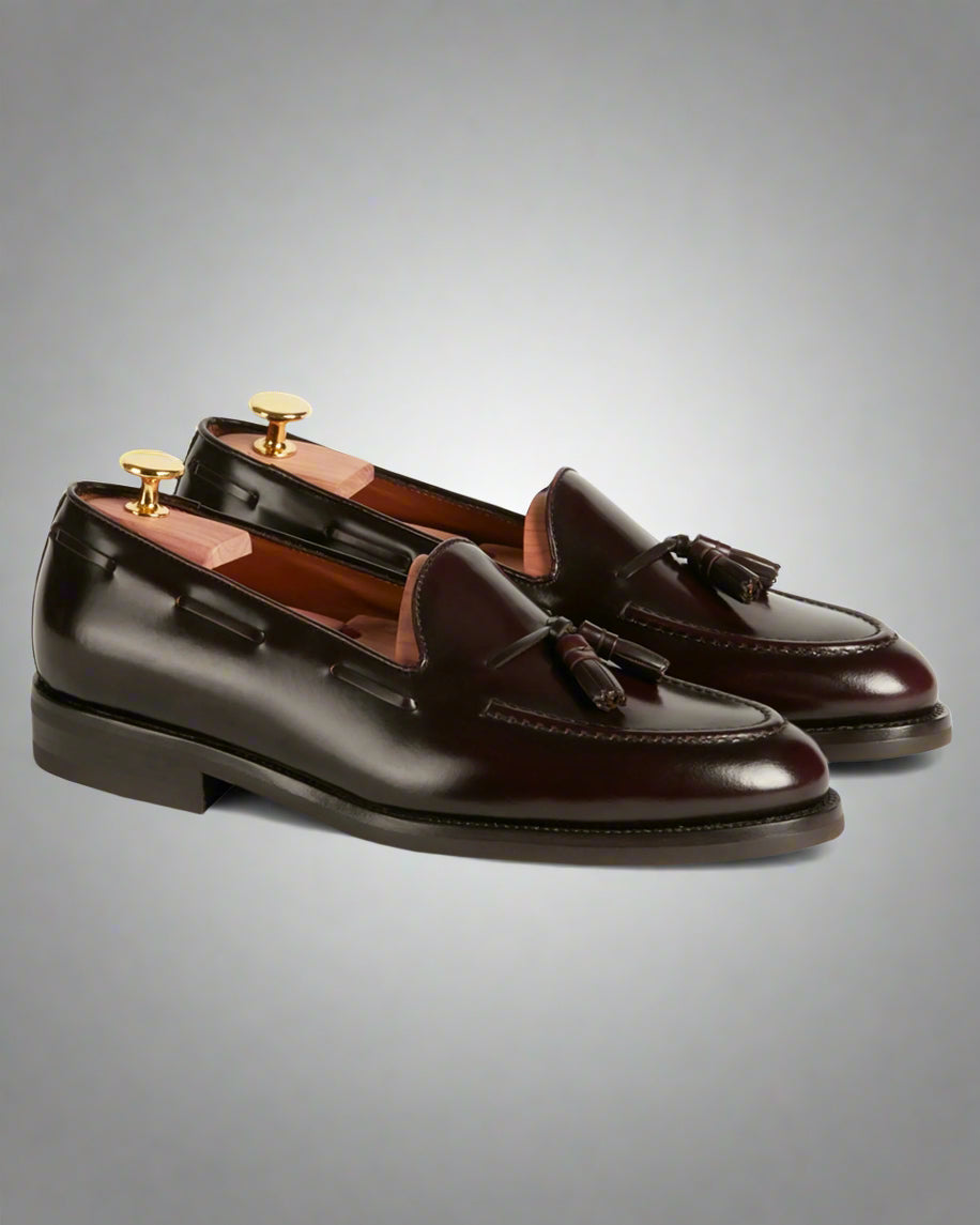 Vellano Halverton Burgundy Brown Abraded Tassel Loafers
