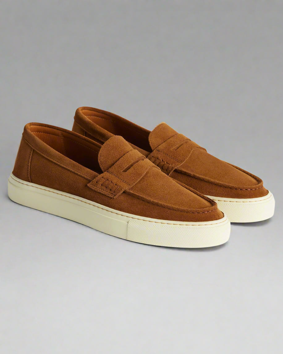 Vellano Marlewyn Suede Loafers in Tobacco Brown