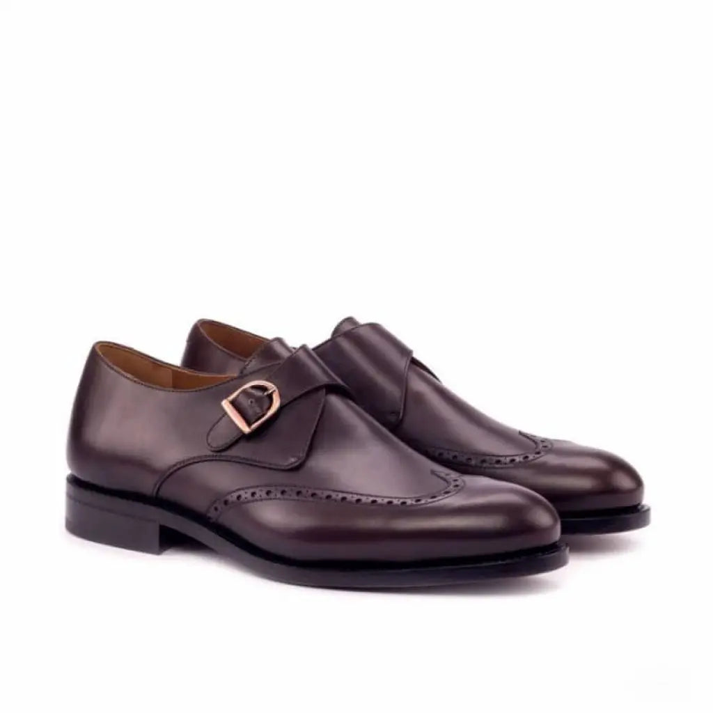Vellano Dark Cuir Brogue Single Strap Monk