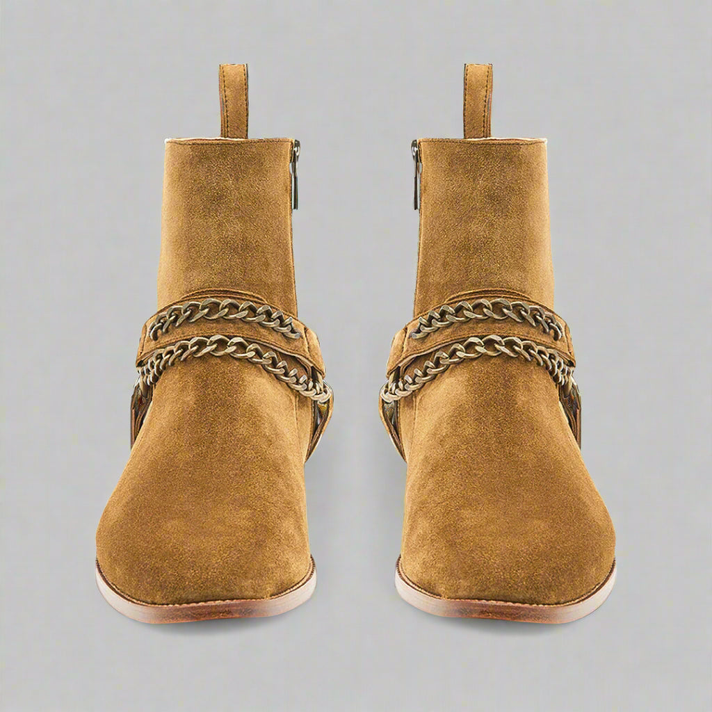 Vellano Chain Strap Boots Tan