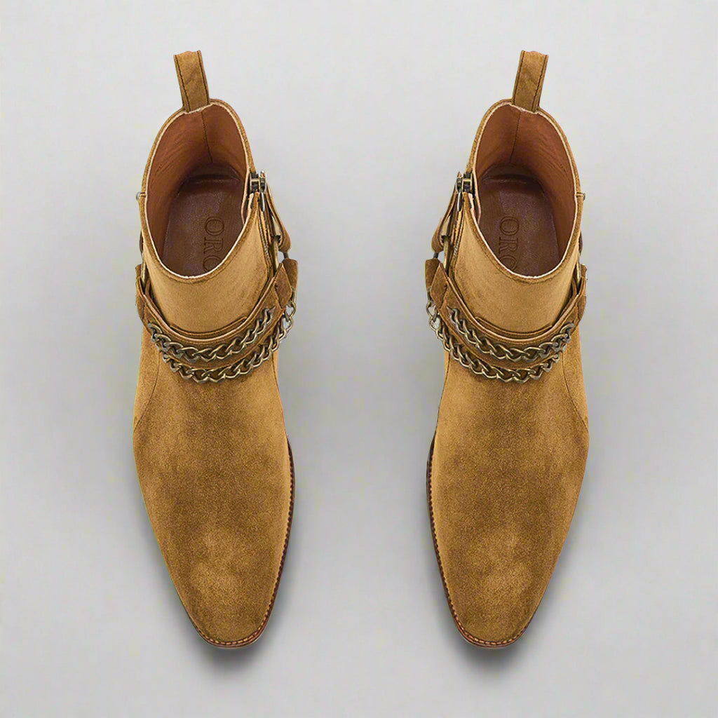 Vellano Chain Strap Boots Tan