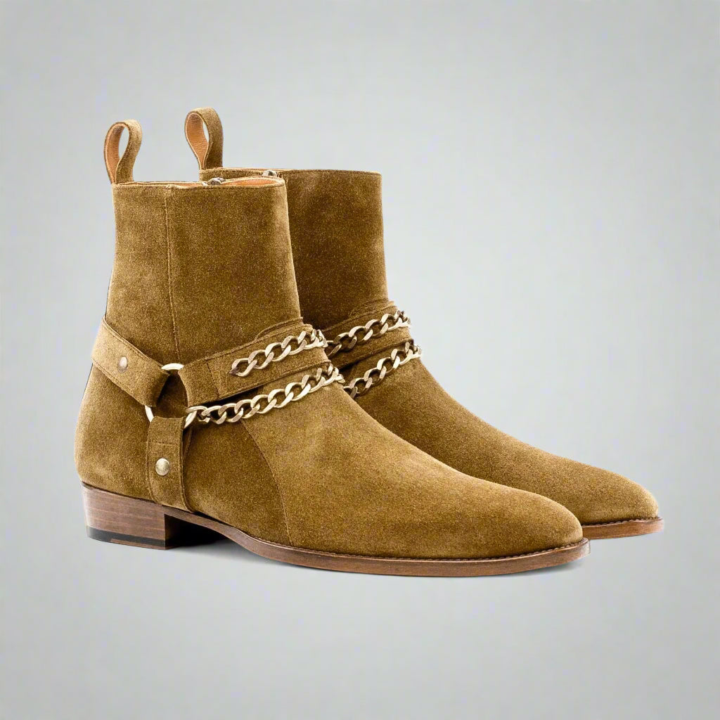 Vellano Chain Strap Boots Tan