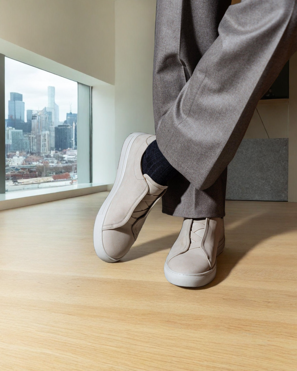 Vellano Alno Beige Nubuck Leather Sneakers