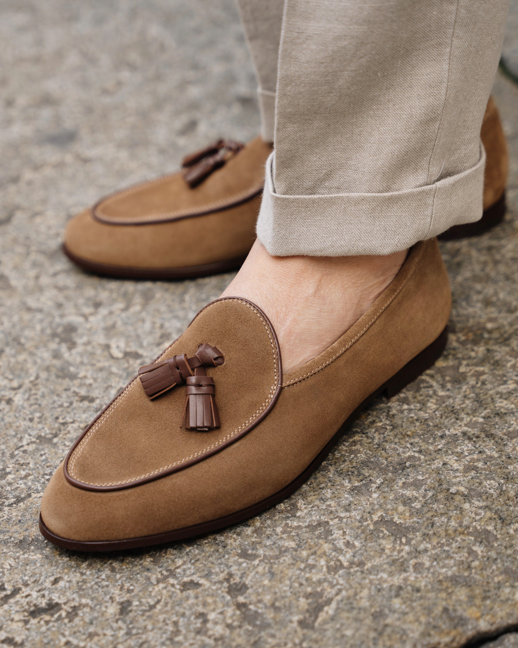 Vellano Bellagio Beige Suede Loafers