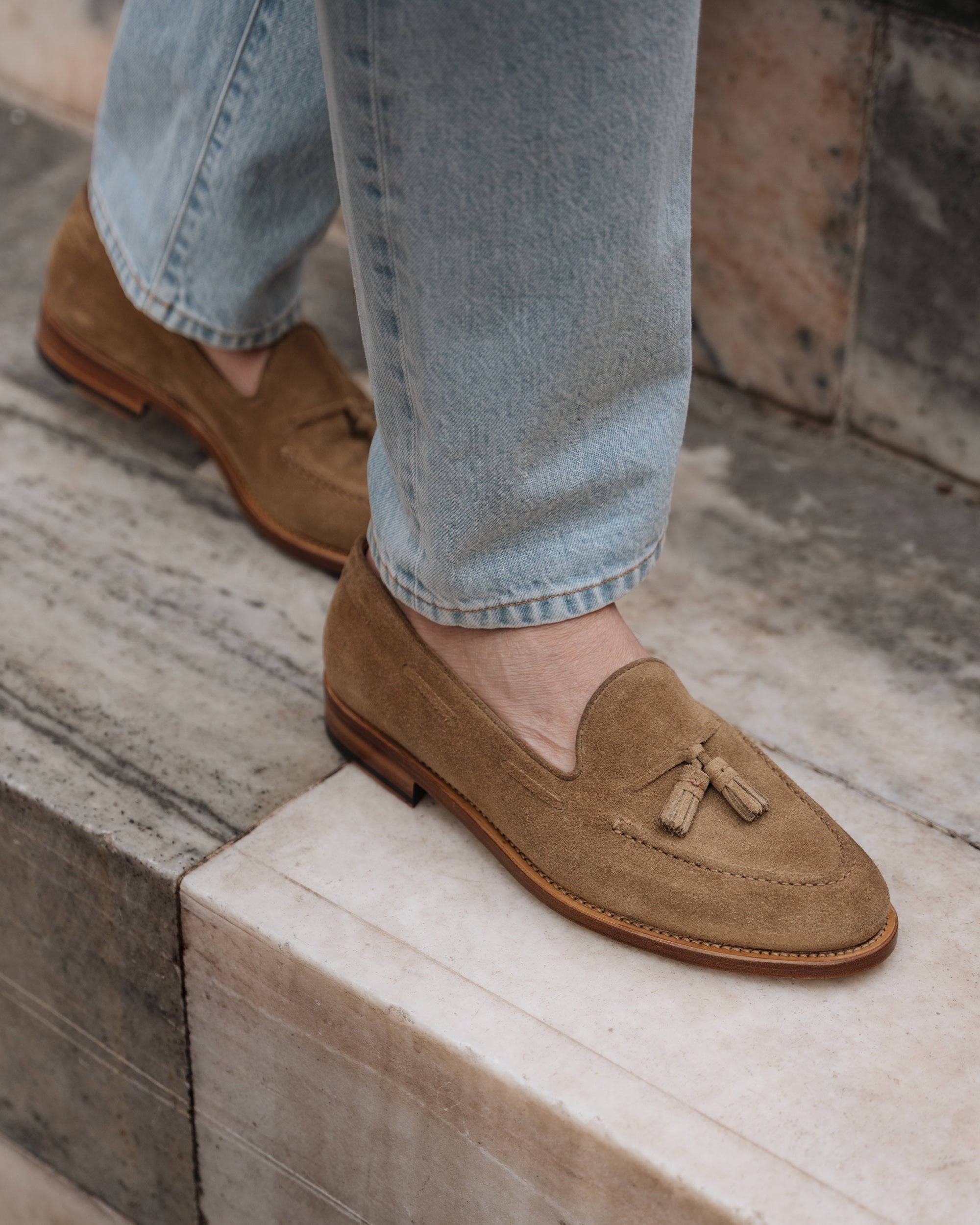 Vellano Halverton Sand Beige Suede Tassel Loafers