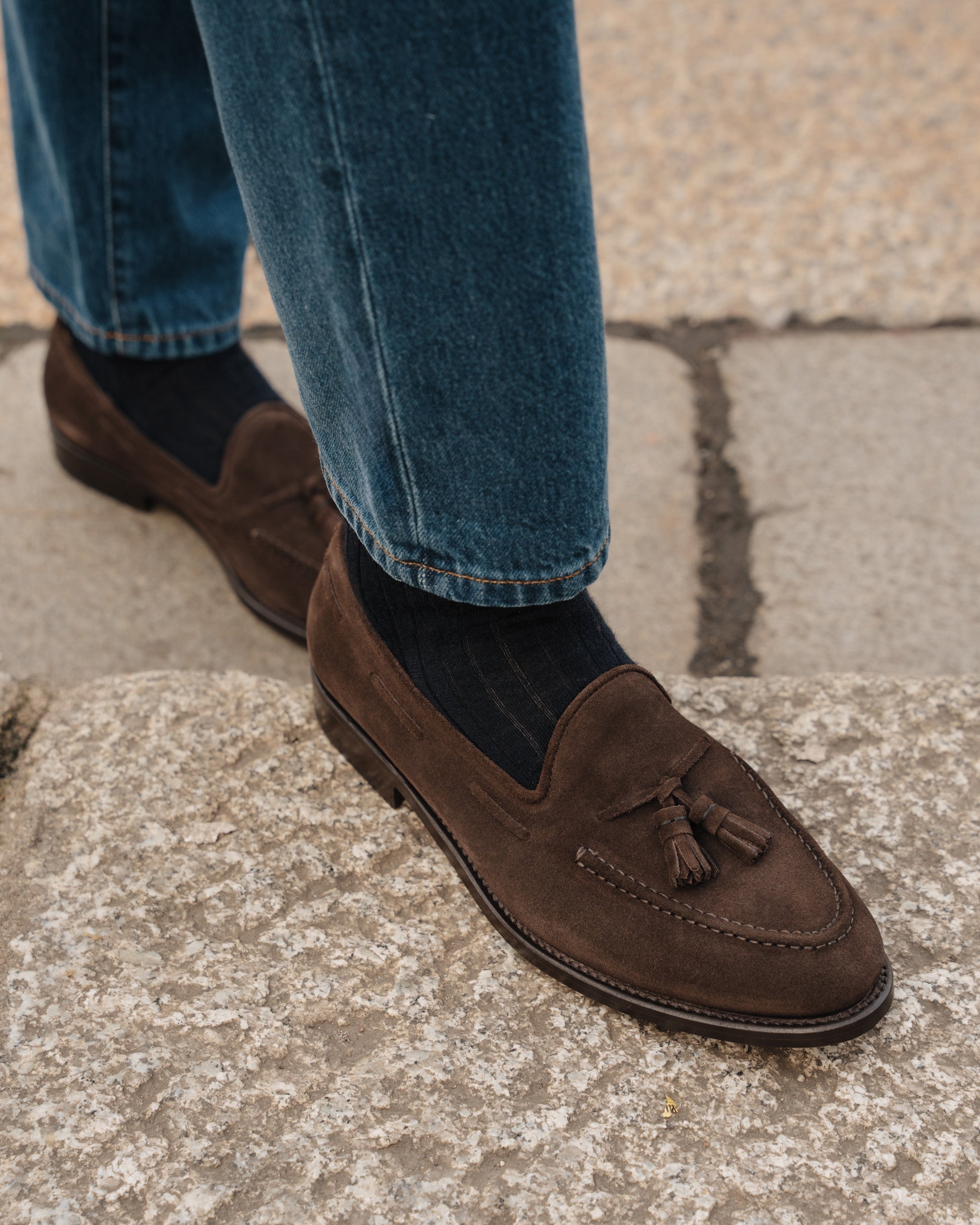 Vellano Halverton Dark Brown Suede Tassel Loafers