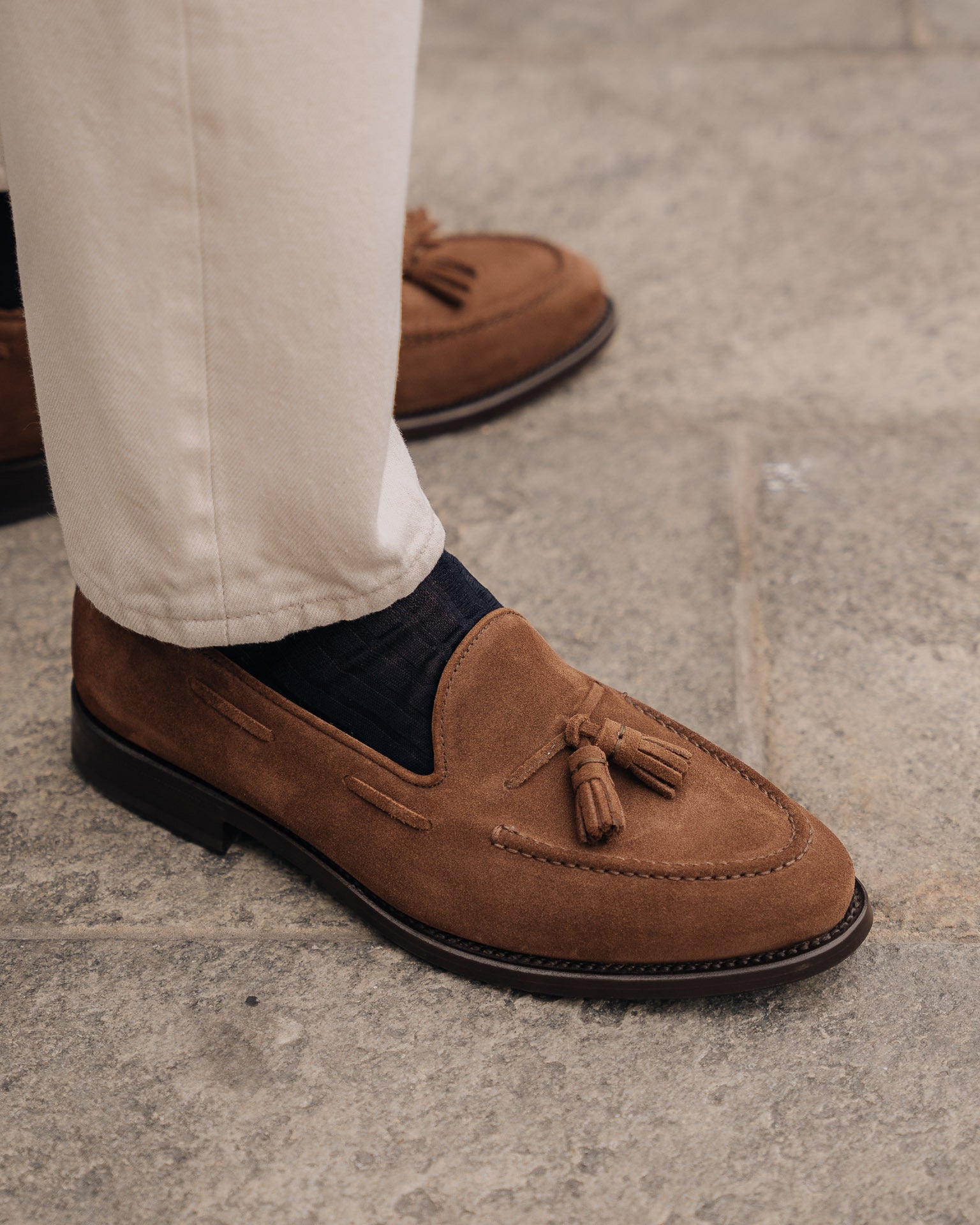Vellano Halverton Tobacco Brown Suede Tassel Loafers