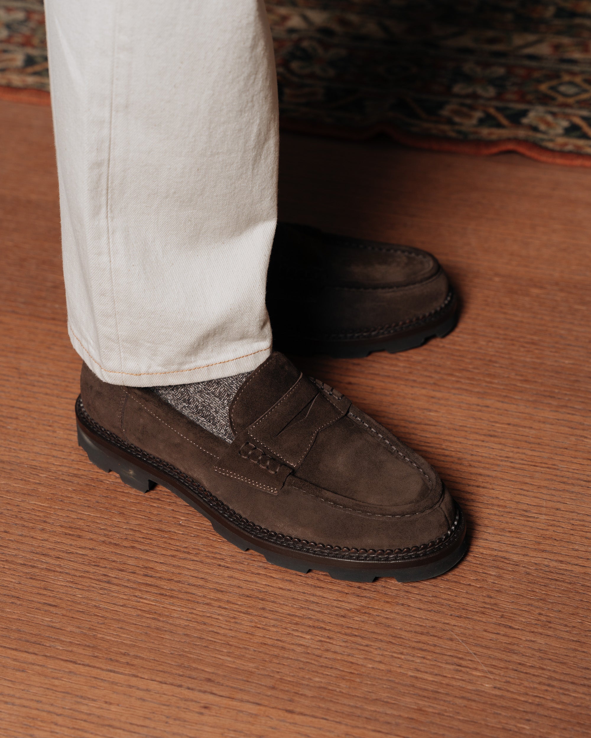 Vellano Ashmere Suede Penny Loafers Dark Brown