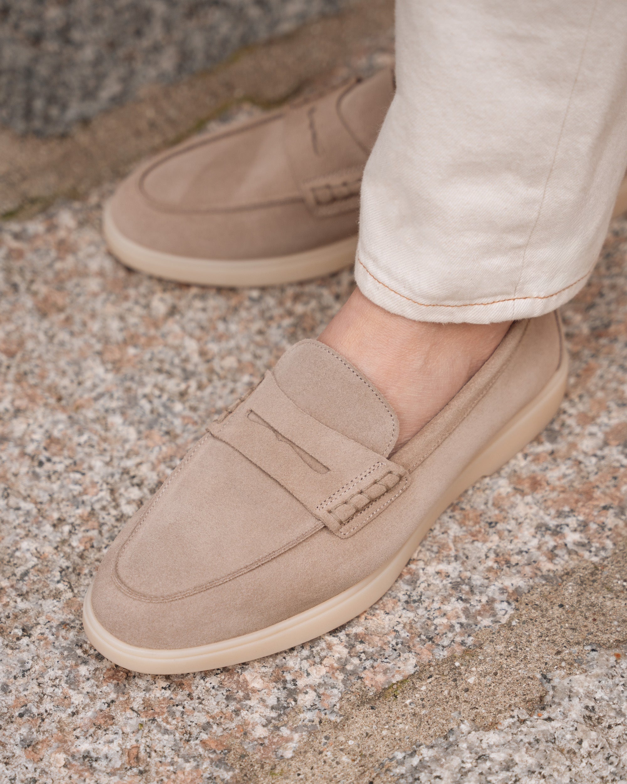 Vellano Ashmere Suede Loafers in Beige