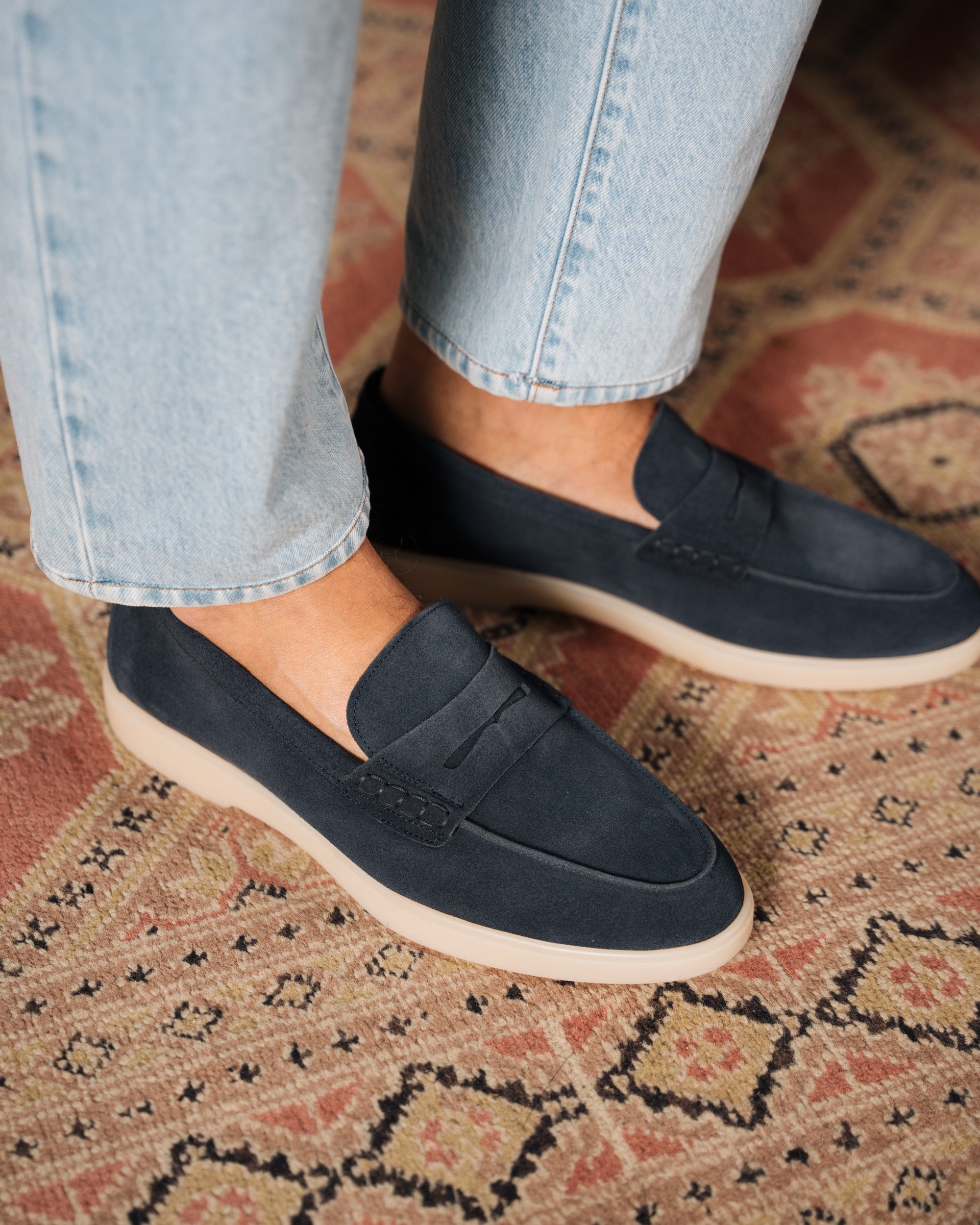 Vellano Ashmere Suede Loafers in Blue