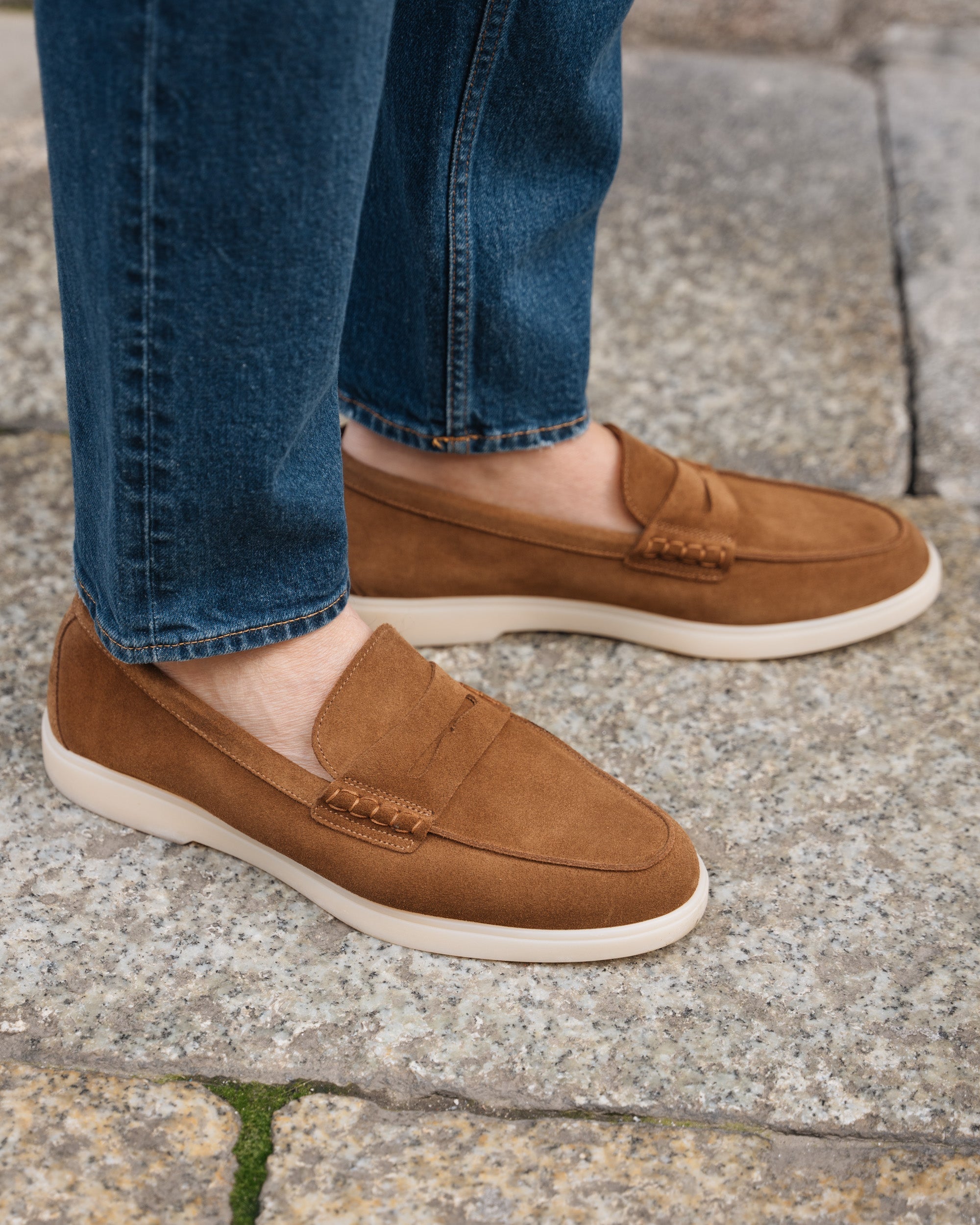 Vellano Ashmere Suede Loafers in Tobacco Brown