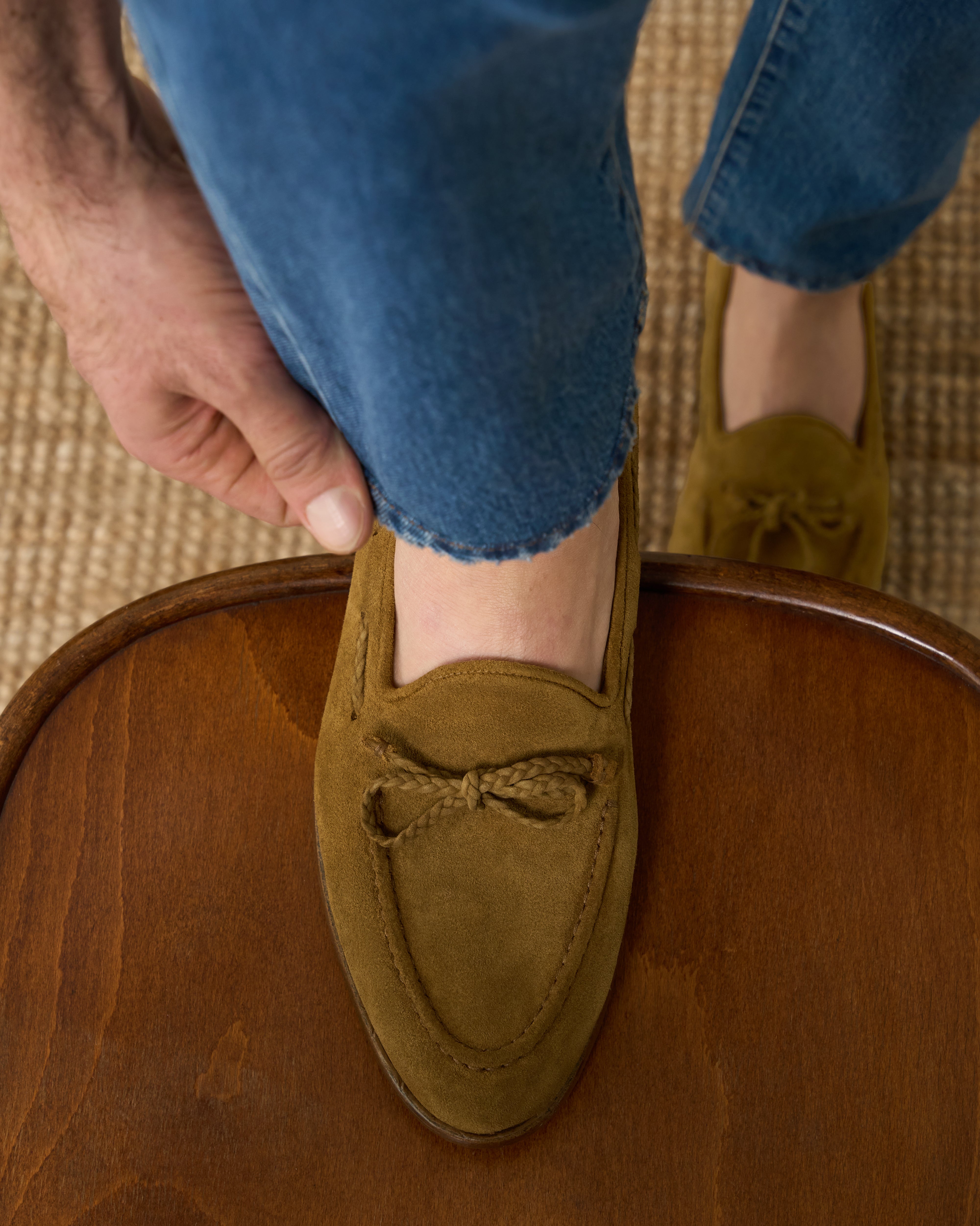 Vellano Tan Suede Tassel Loafers