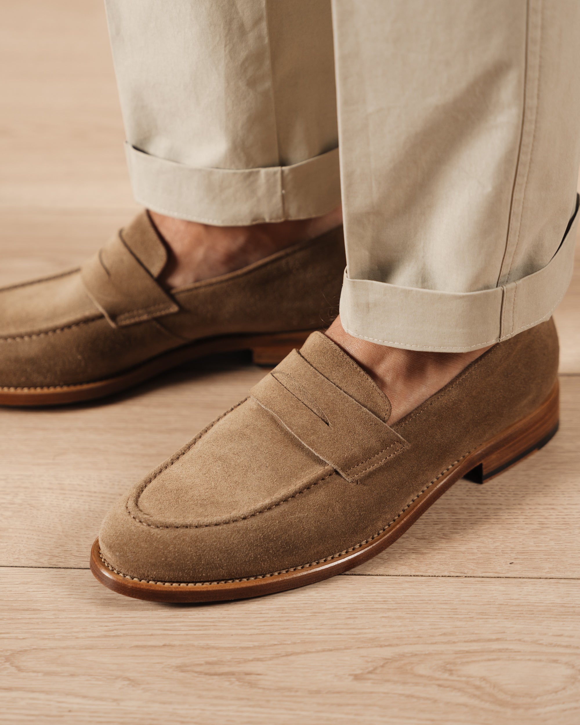 Vellano Harrowmere Sand Suede Penny Loafers
