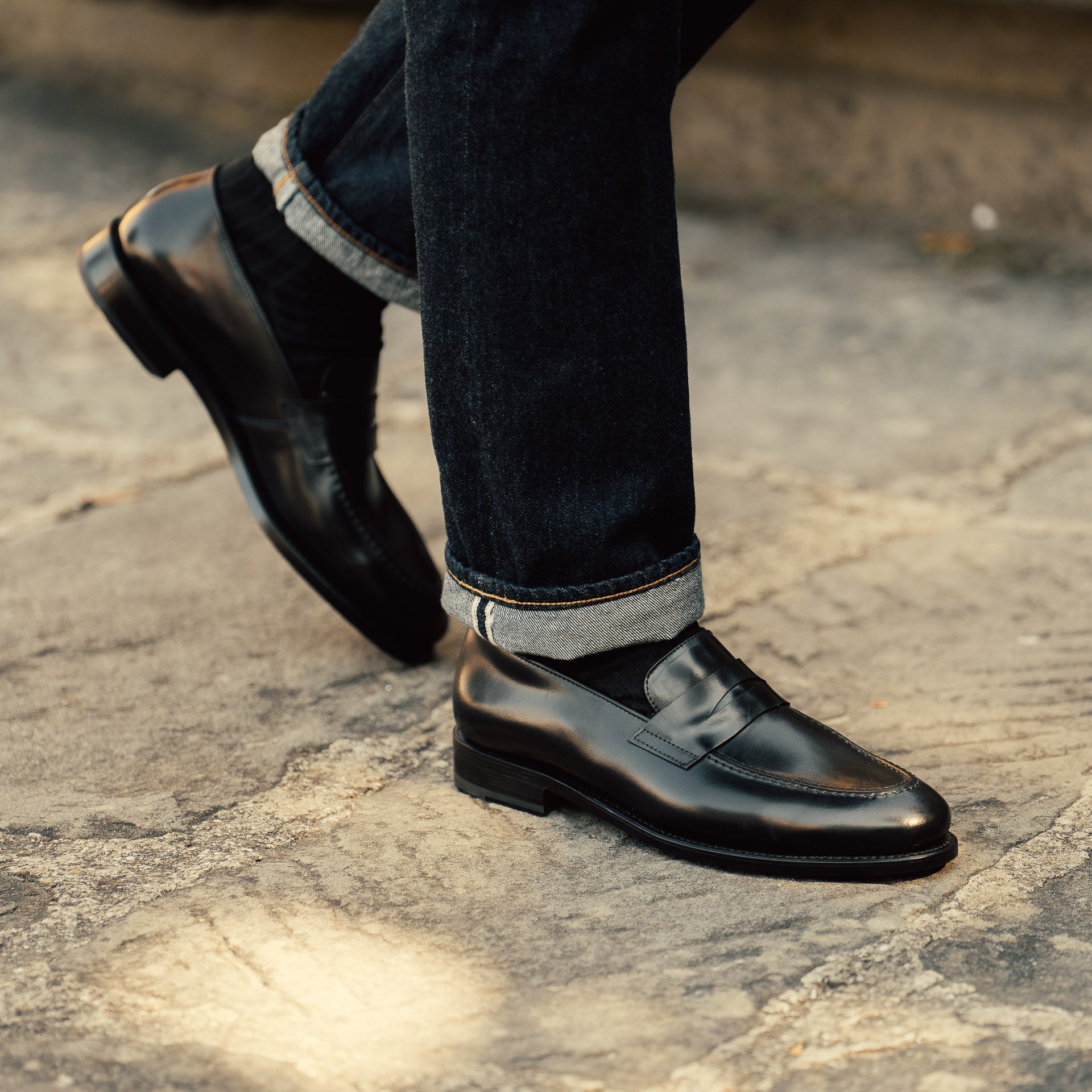 Vellano Eldwyne Black Cordovan Tapered Loafers