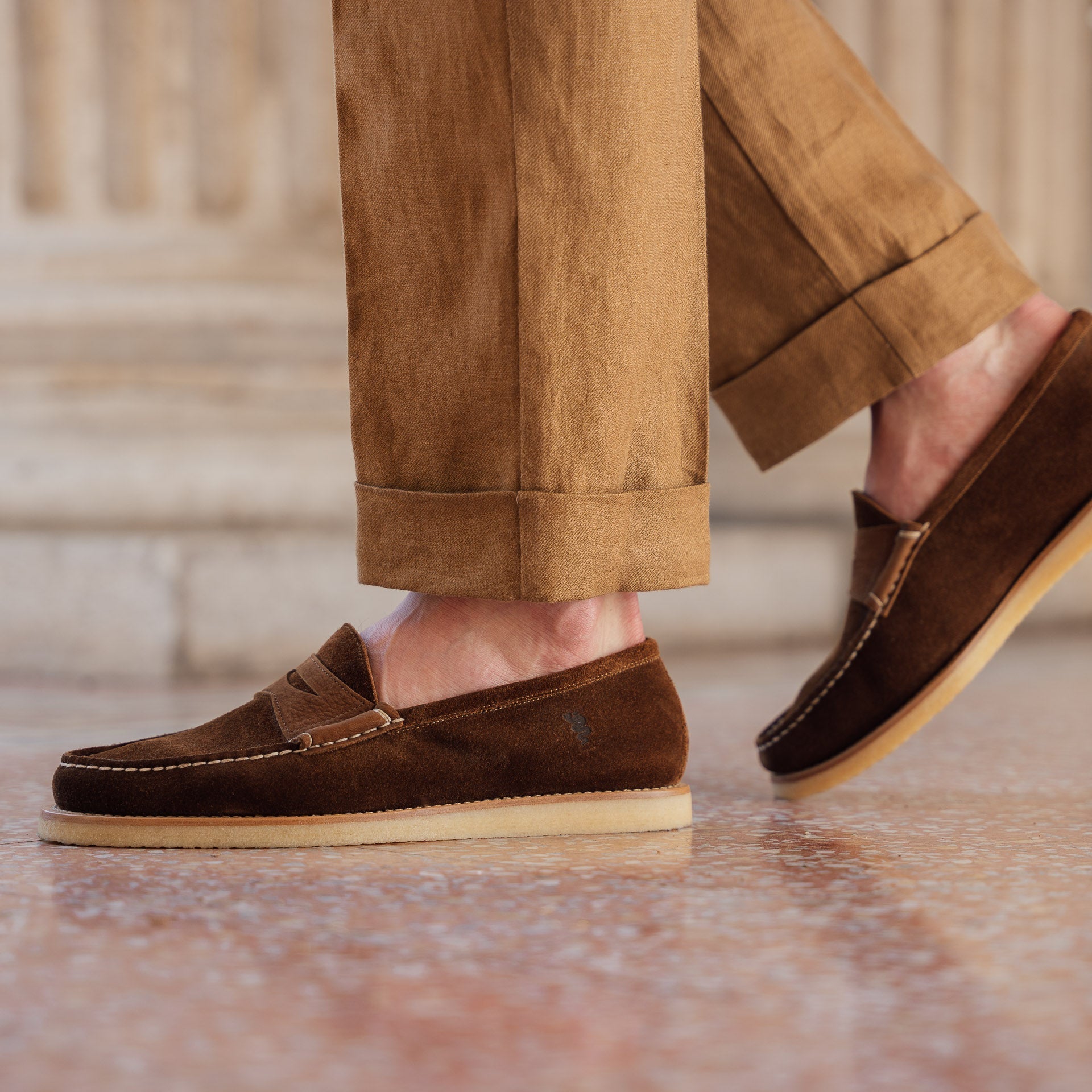 Vellano Brown Suede Loafers