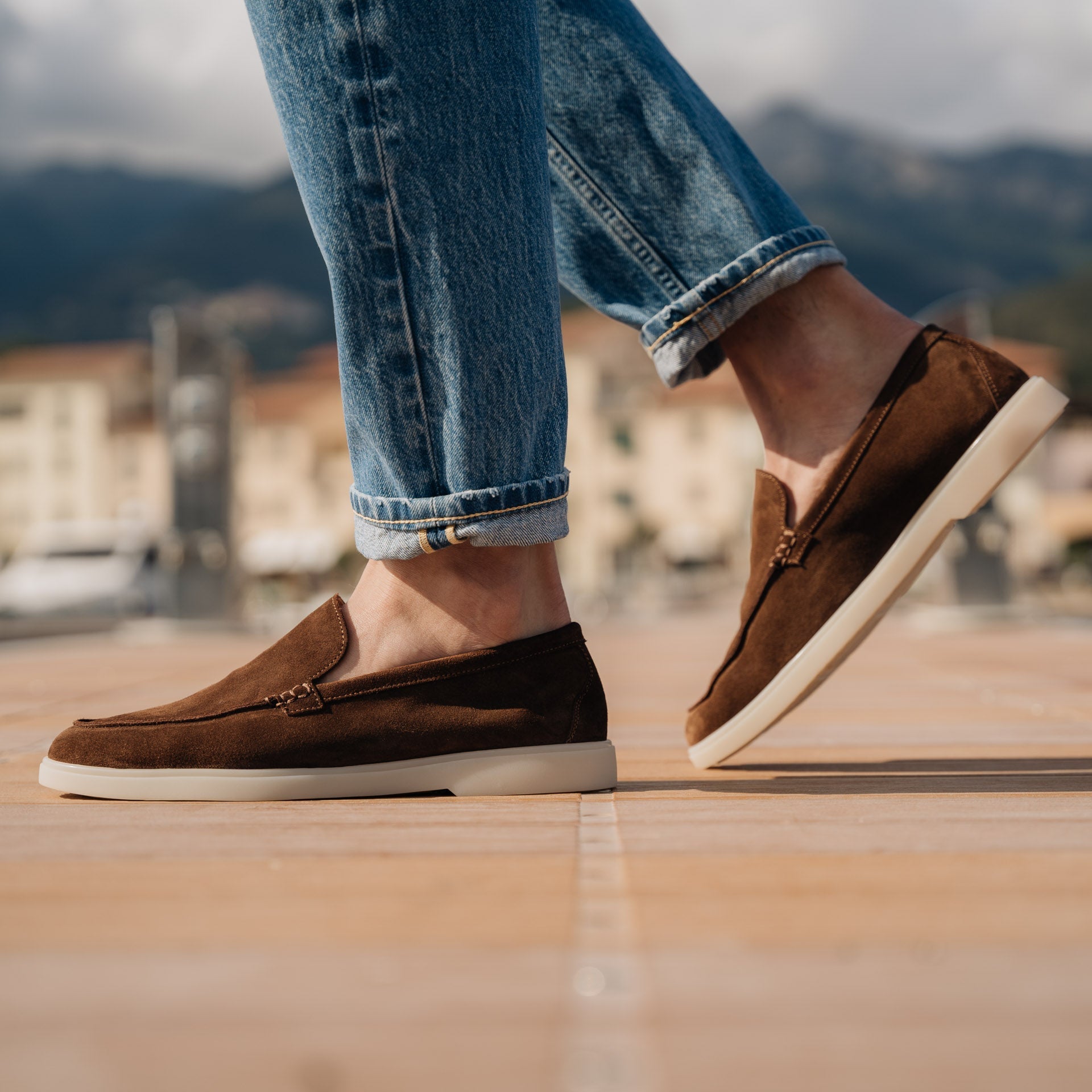 Vellano Calbridge Suede Loafers in Tobacco Brown