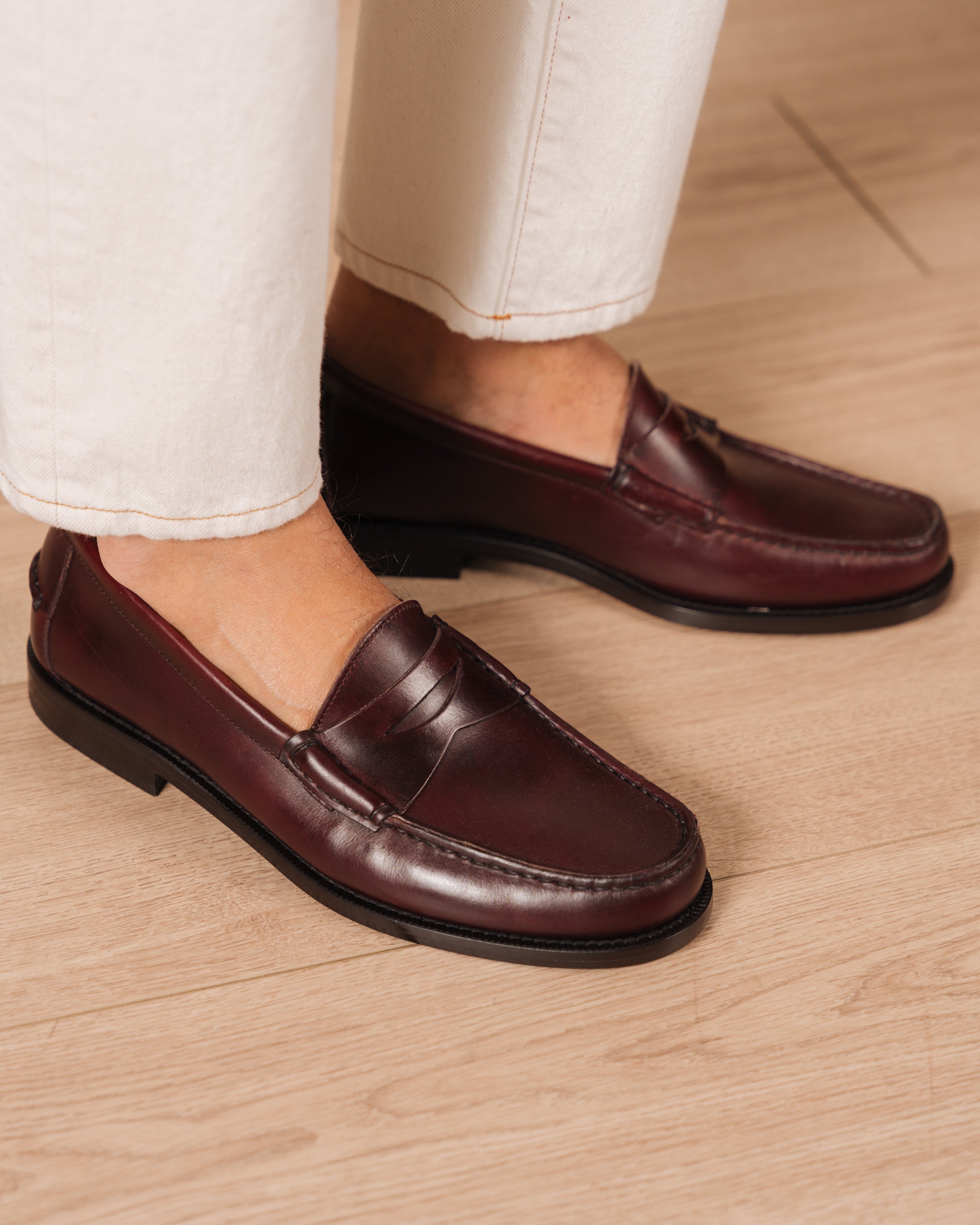 Vellano Burgundy Brown Penny Loafers