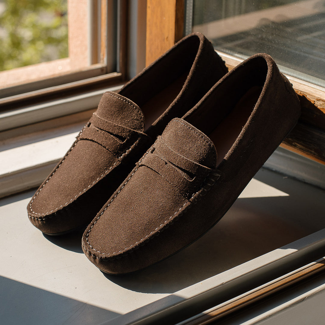 Vellano Eldwynd Dark Brown Suede Moccasins