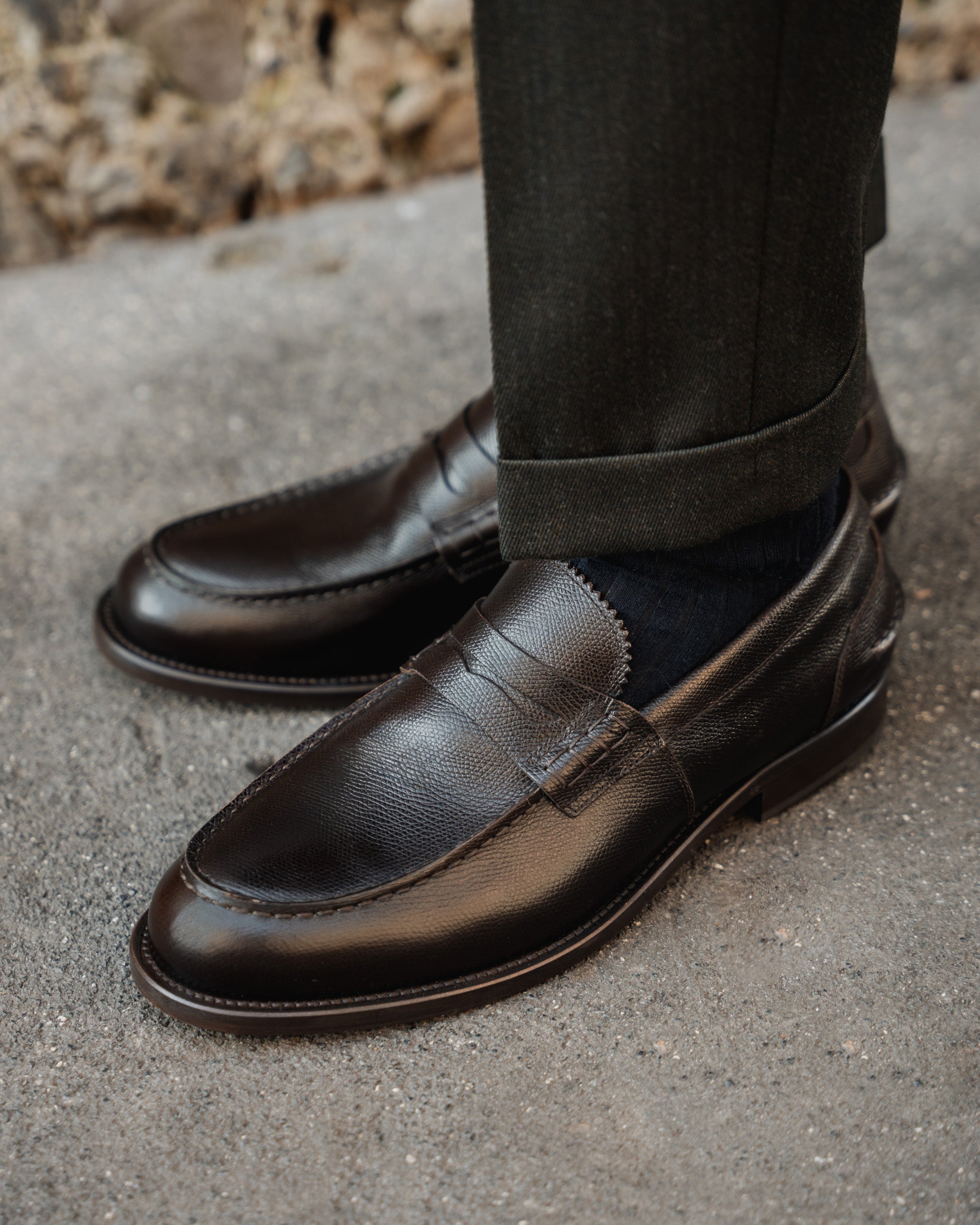 Vellano Harrowmere Tumbled Leather Penny Loafers