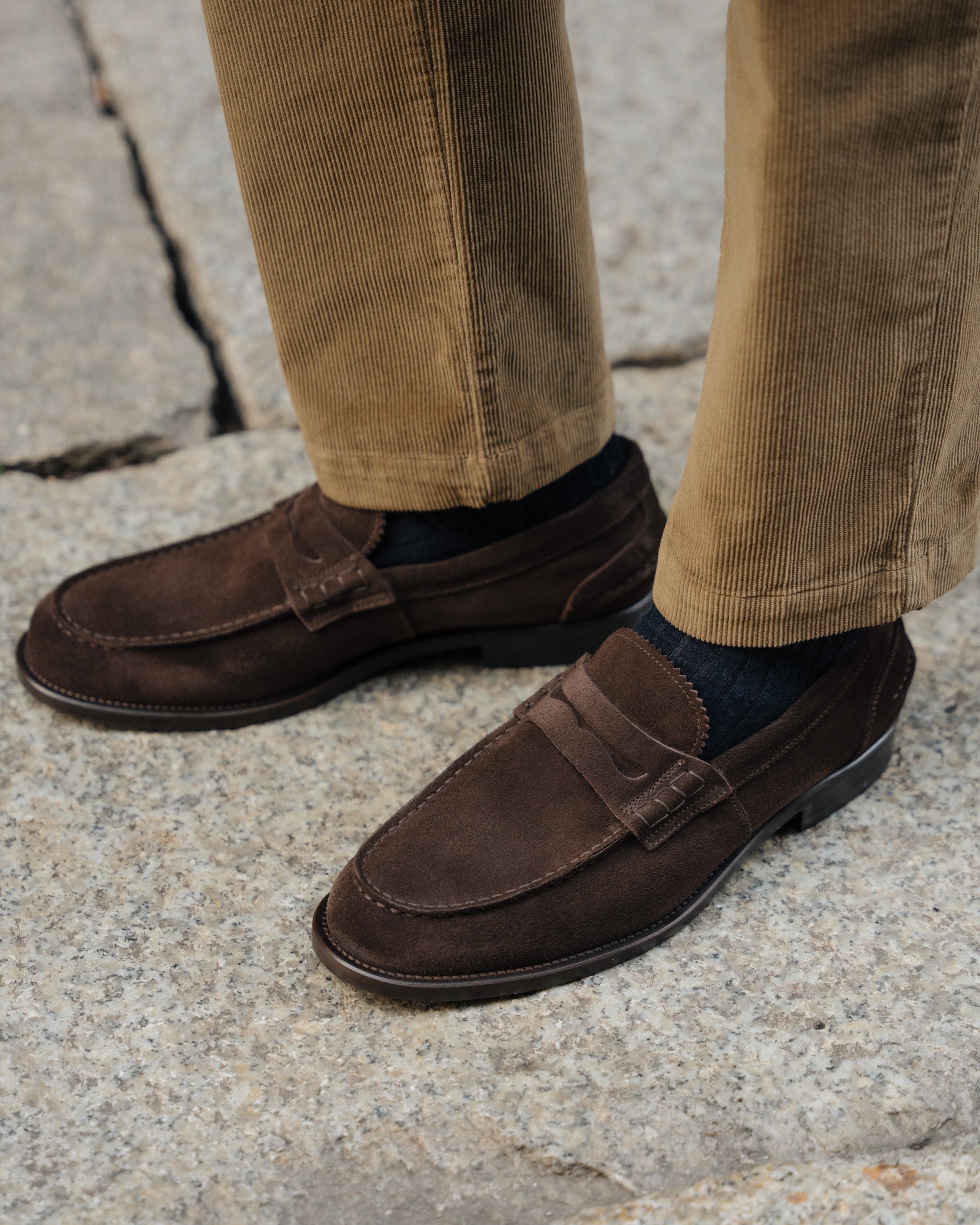 Vellano Harrowmere Dark Brown Suede Penny Loafers