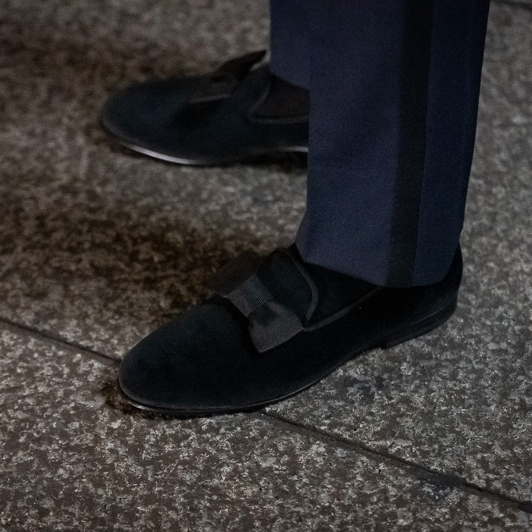 Vellano Merivale Black Velvet Belgian Loafers