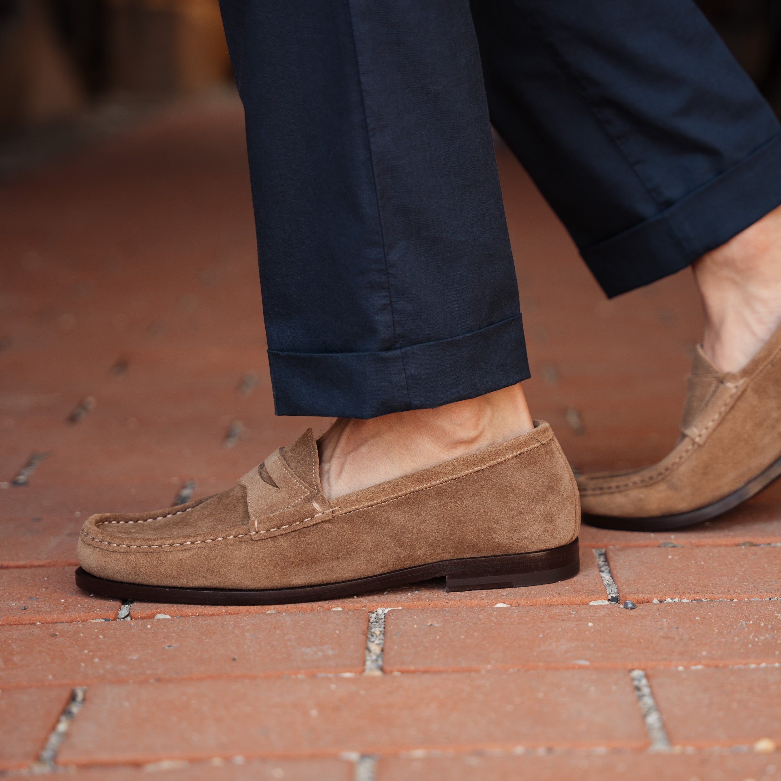 Vellano Beige Suede Penny Loafers