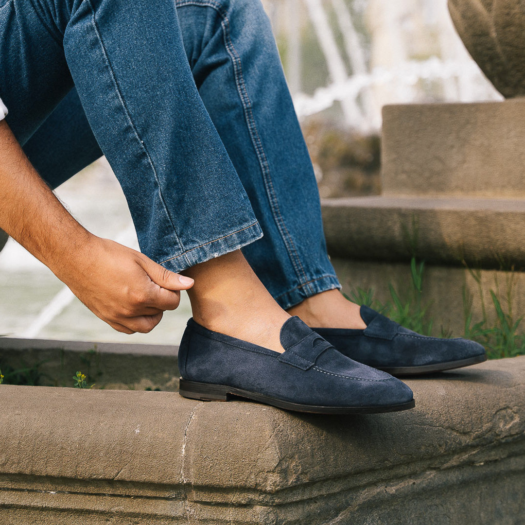 Vellano Pattee Blue Suede Loafers