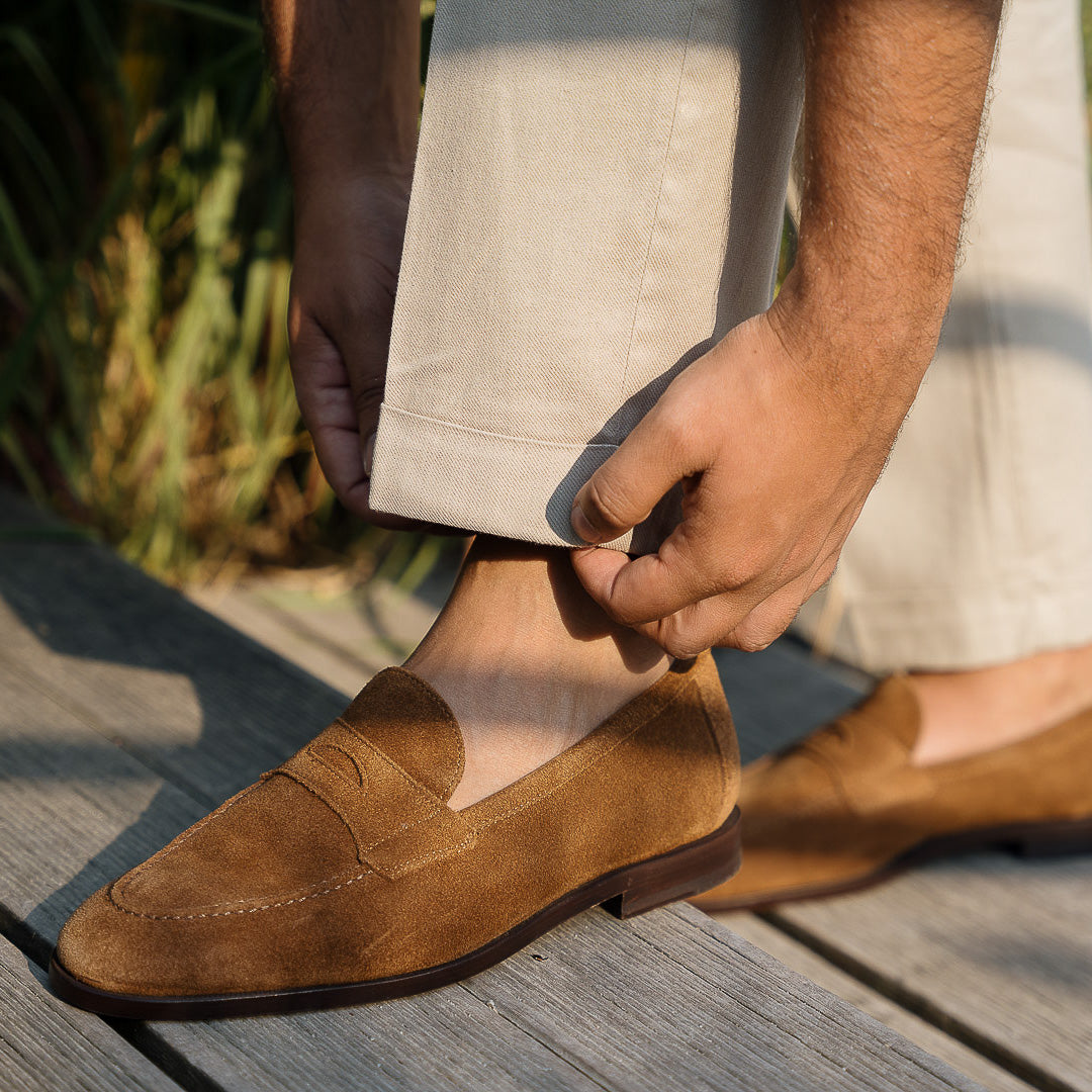 Vellano Pattee Tobacco Suede Loafers