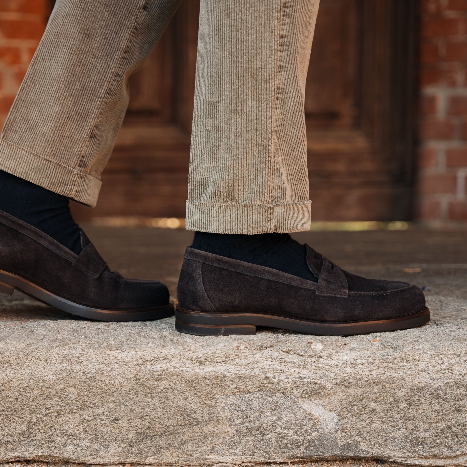 Vellano Harrowmere Greased Suede Penny Loafers