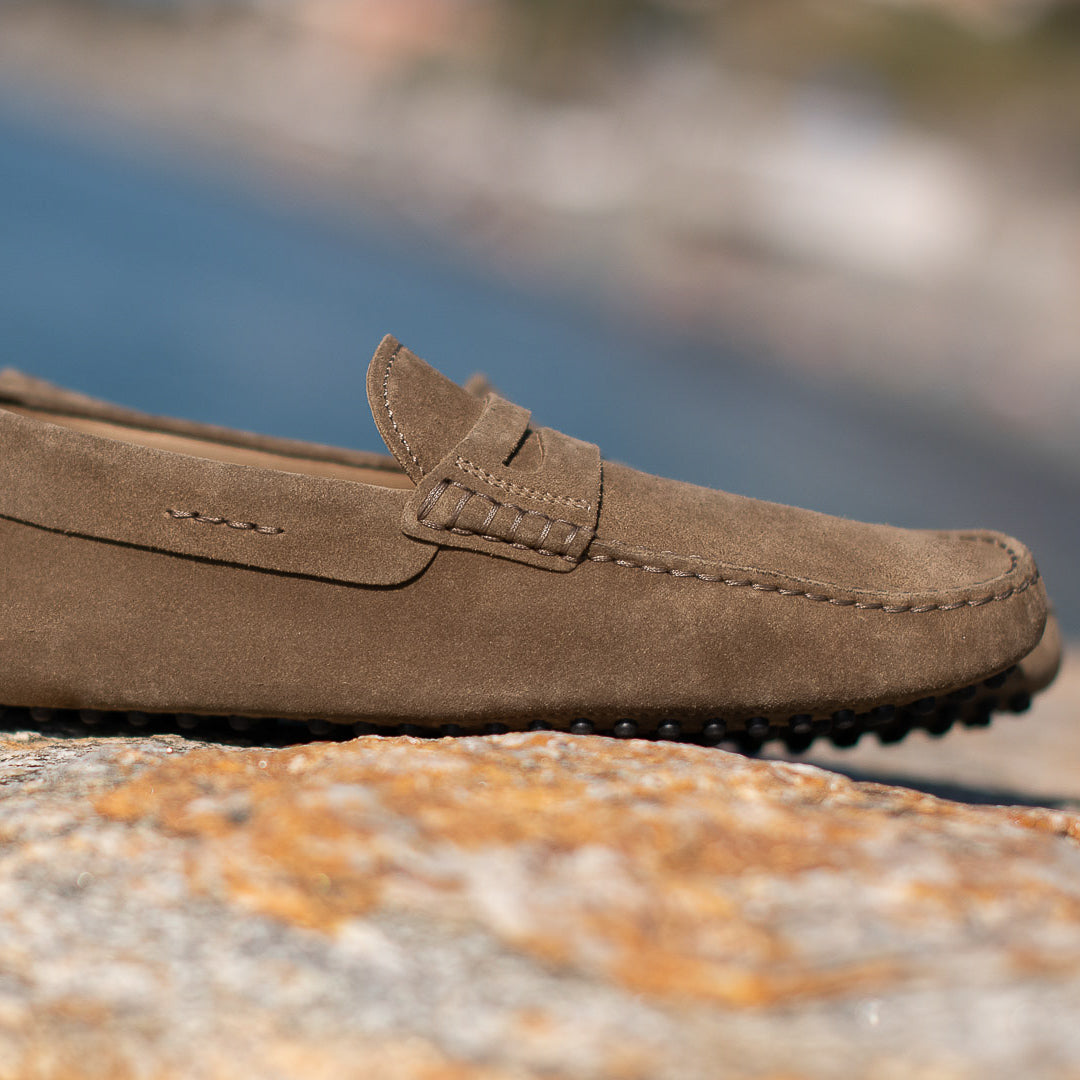 Vellano Eldwynd Beige Suede Penny Moccasins
