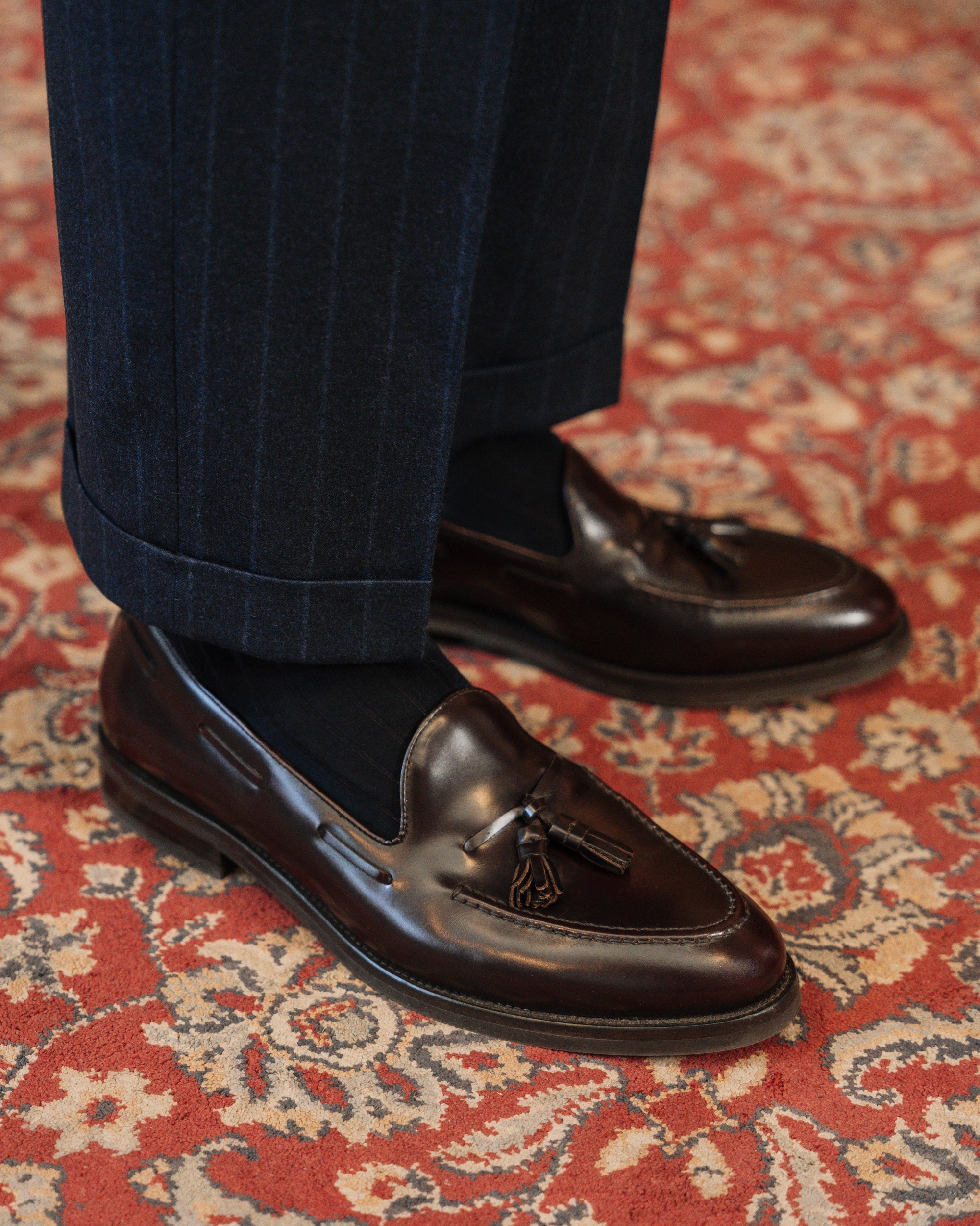 Vellano Halverton Burgundy Brown Abraded Tassel Loafers