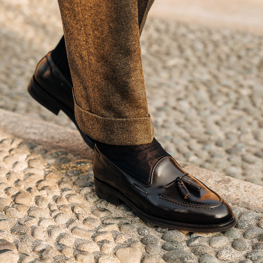 Vellano Halverton Dark Brown Abraded Tassel Loafers