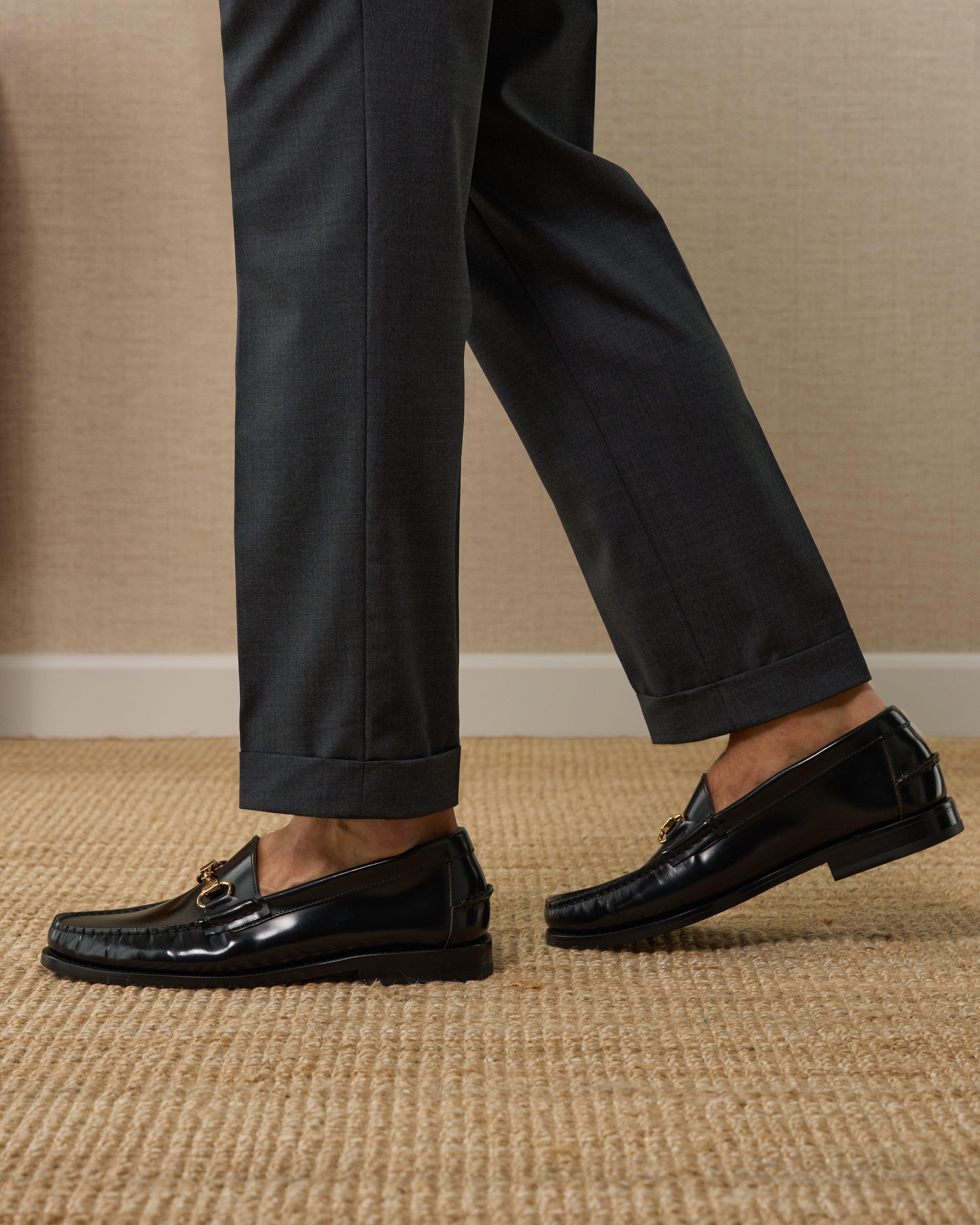 Vellano Black Bull Leather Loafers
