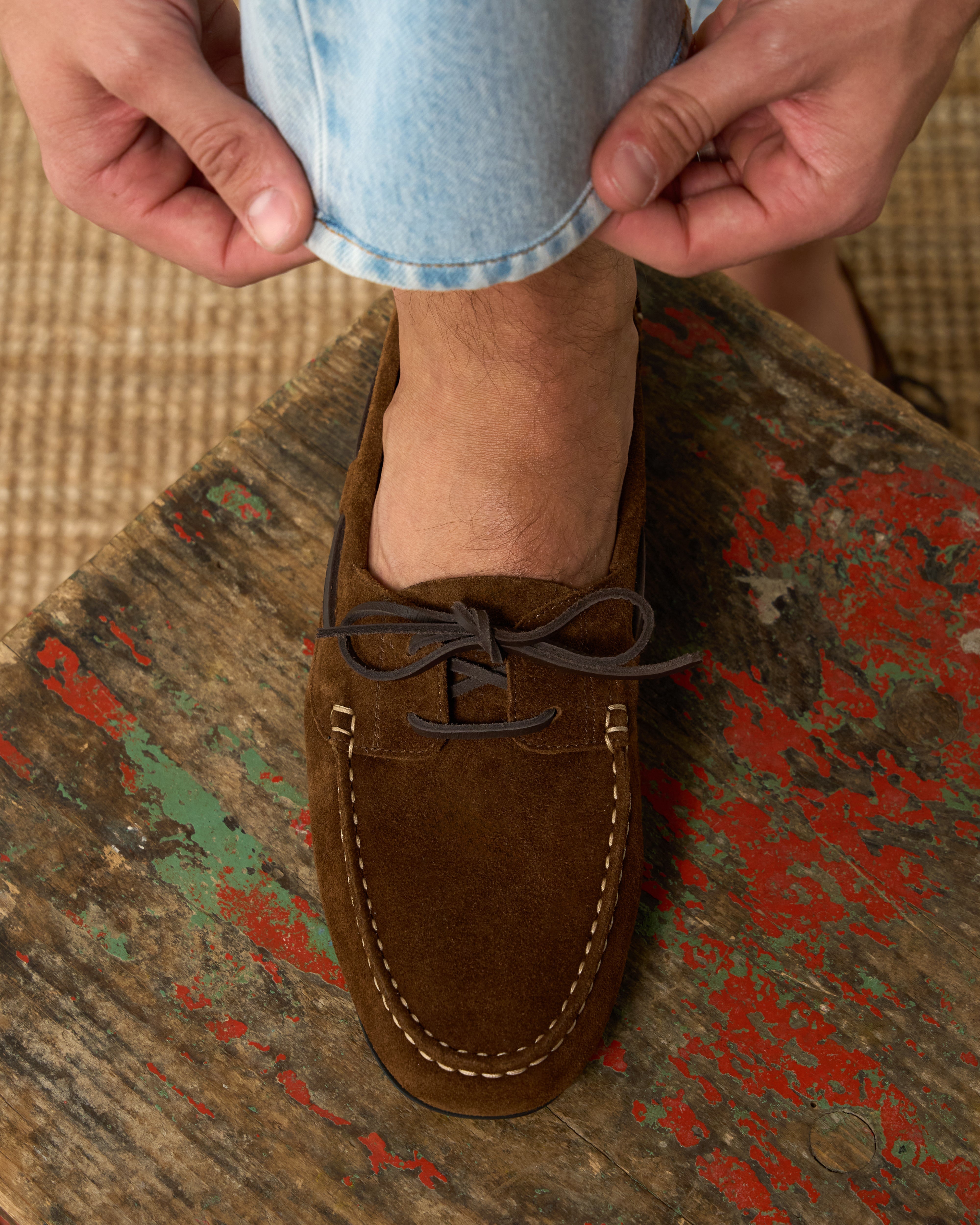 Vellano Branlow Suede Moccasins in Tobacco Brown