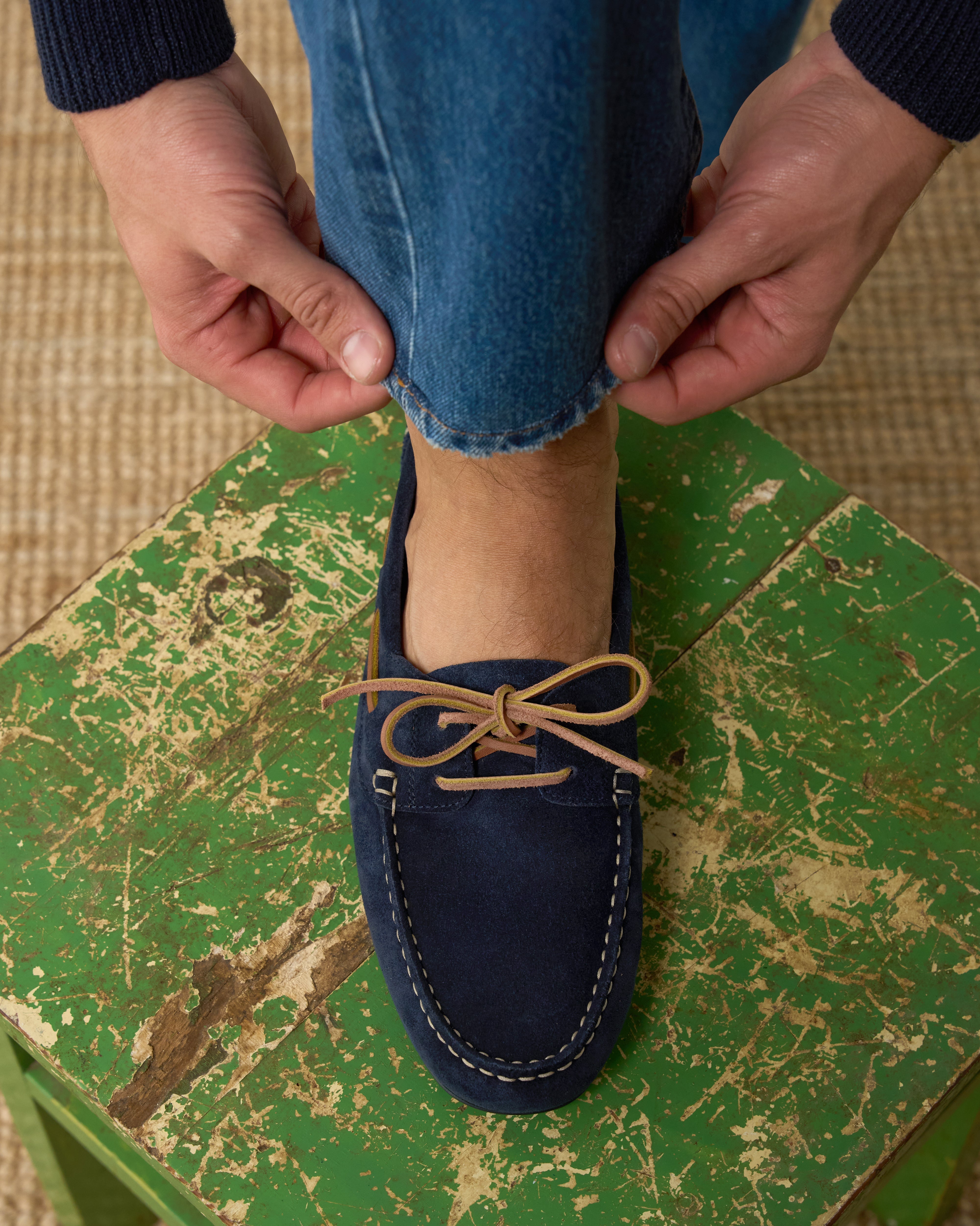 Vellano Branlow Suede Driving Moccasins in Blue